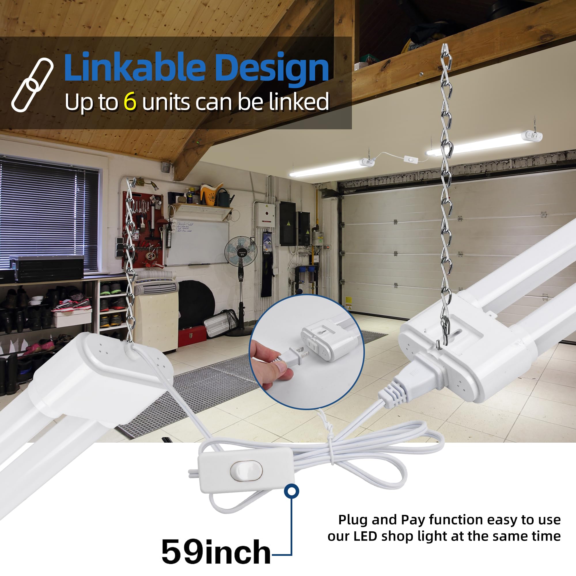 hykolity LED Shop Light 4FT 44W 4600lm 5000K Daylight White Model HB-Q10-50
