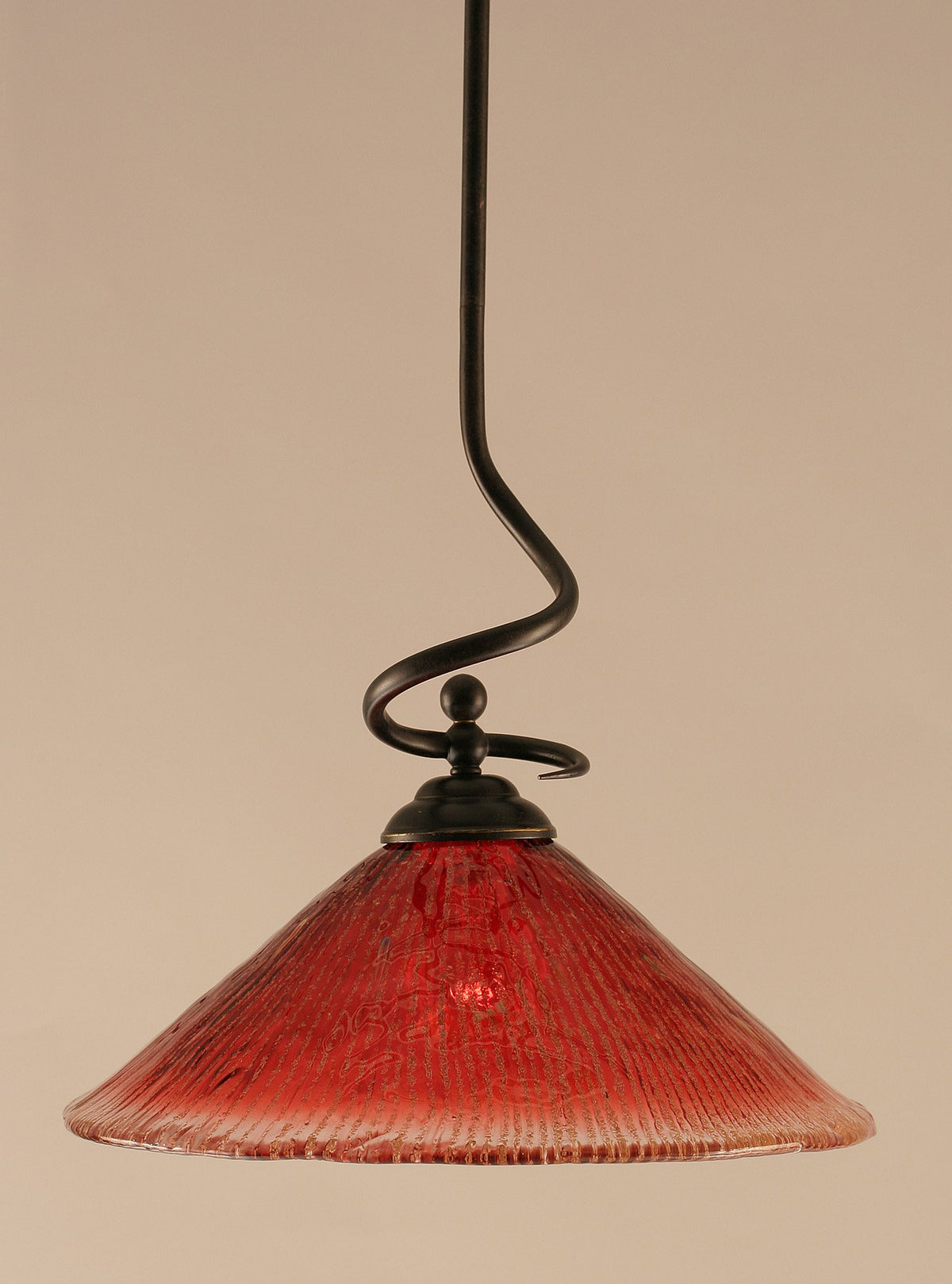 Toltec Lighting 900-DG-716 Capri Stem Pendant with Hang Straight Swivel with 16 Inch Raspberry Crystal Glass, Dark Granite Finish