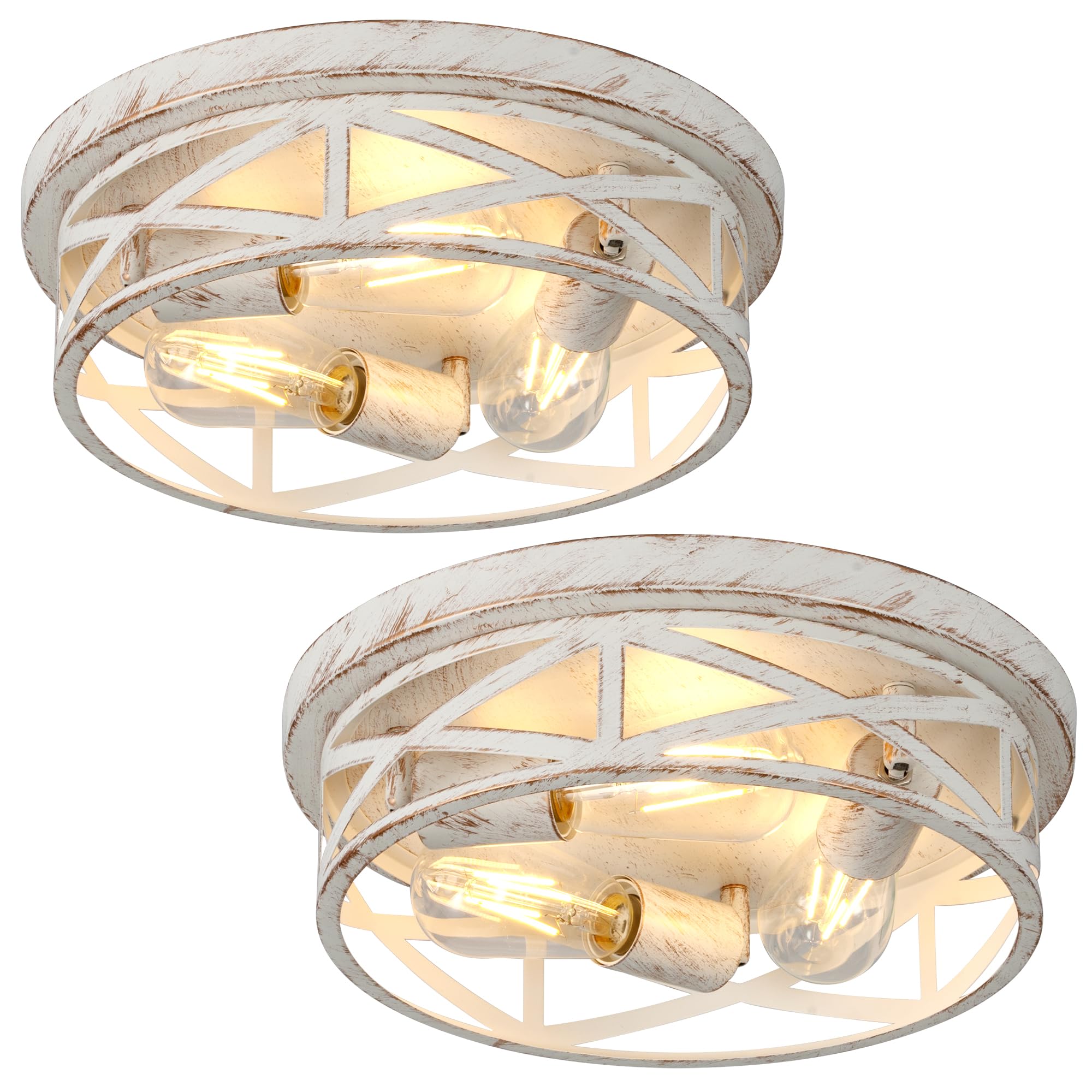 piano7797 13 inch White and Gold Flush Mount Ceiling Light Fixtures,3-Light Modern Hallway Light Fixtures Ceiling, White and Gol