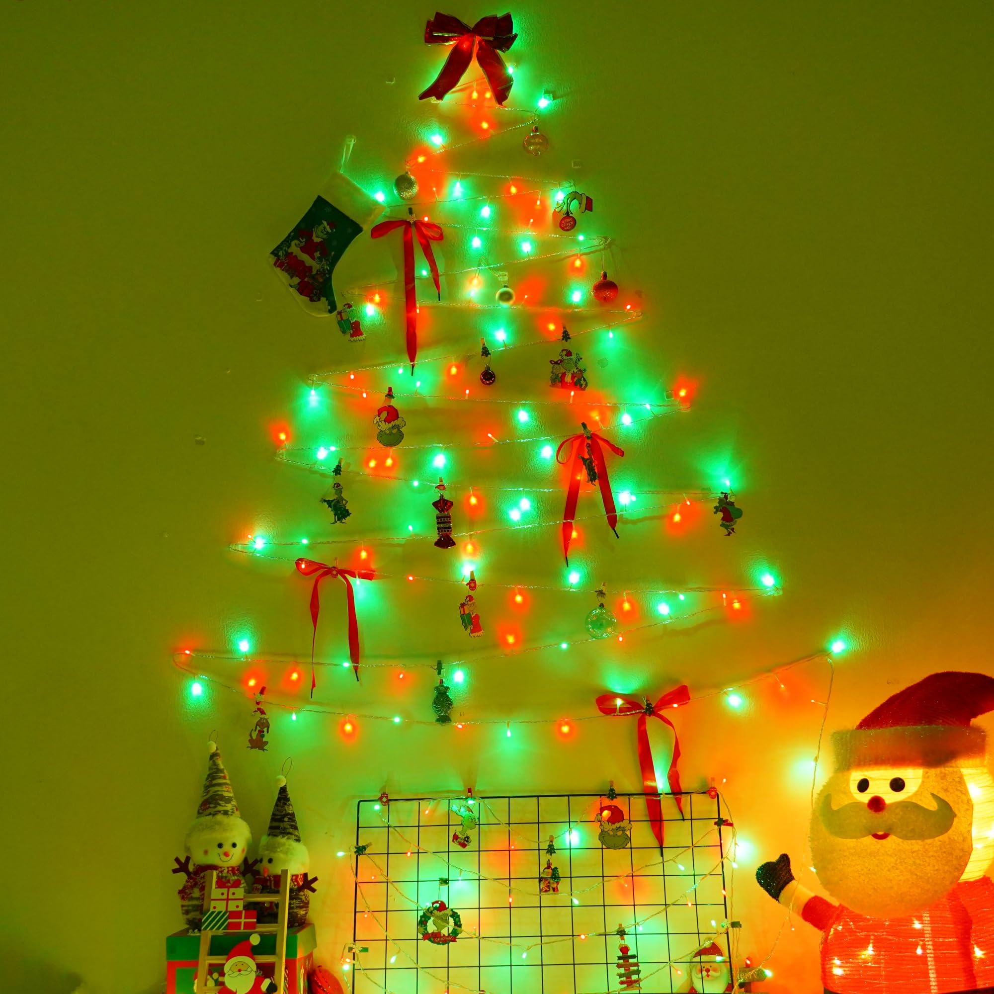 Yeguo 165Ft 500 Led Red And Green Christmas Lights Outdoor Waterproof  Clear Wire String Lights Indoor Plug In  8 Modes Clear Wire Twinkle Tree Light For Xmas Party Garden