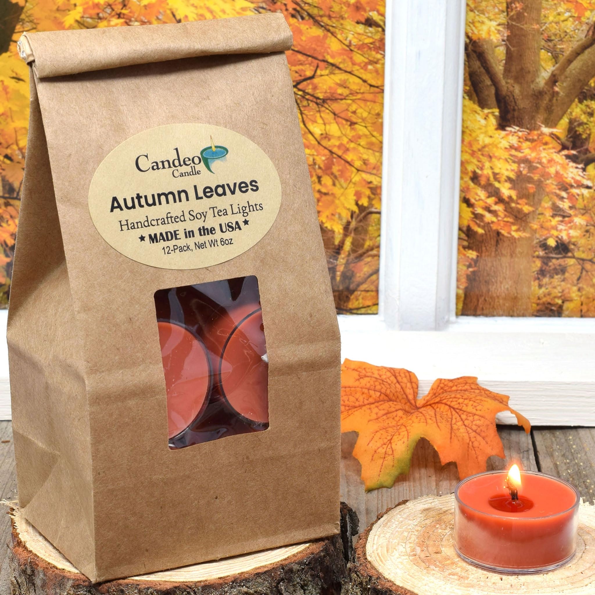 Candy Corn - 12 Pack - Scented Tealight Candles - Soy Beeswax Blend - Handmade In The Usa - Candeo Candle - Halloween Scents