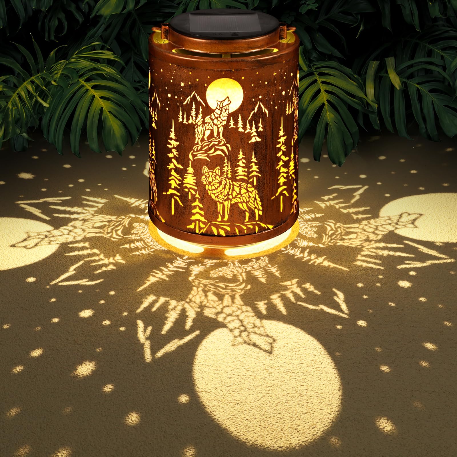 Tepaken Solar Lantern - Metal Hanging Light, Waterproof, Gold, Hummingbird-1 Model for Garden, Patio, Outdoor Decor