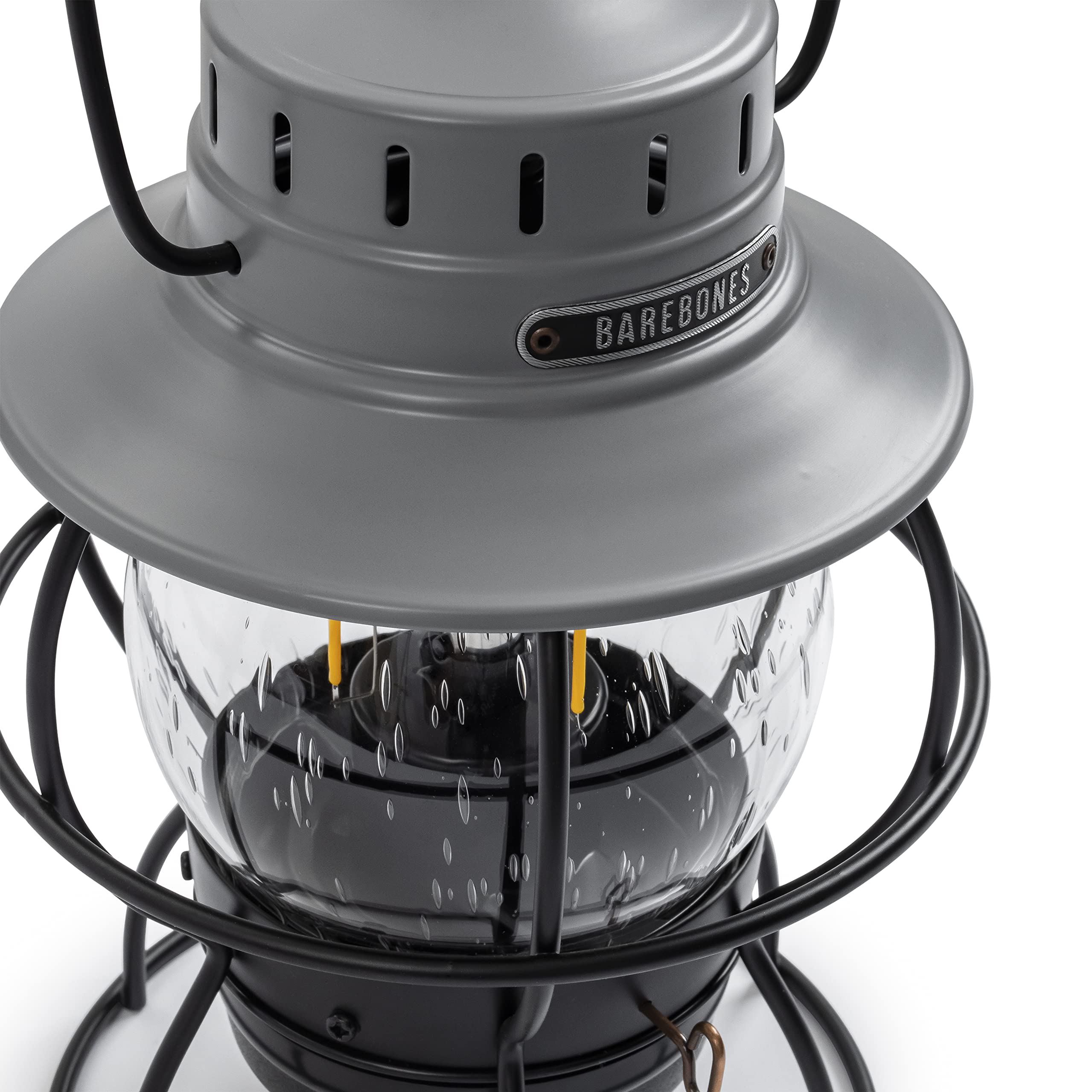 Barebones Railroad Lantern - State Gray, Vintage-Inspired Led Camping Lantern With Rechargeable Battery - Adjustable Brightness