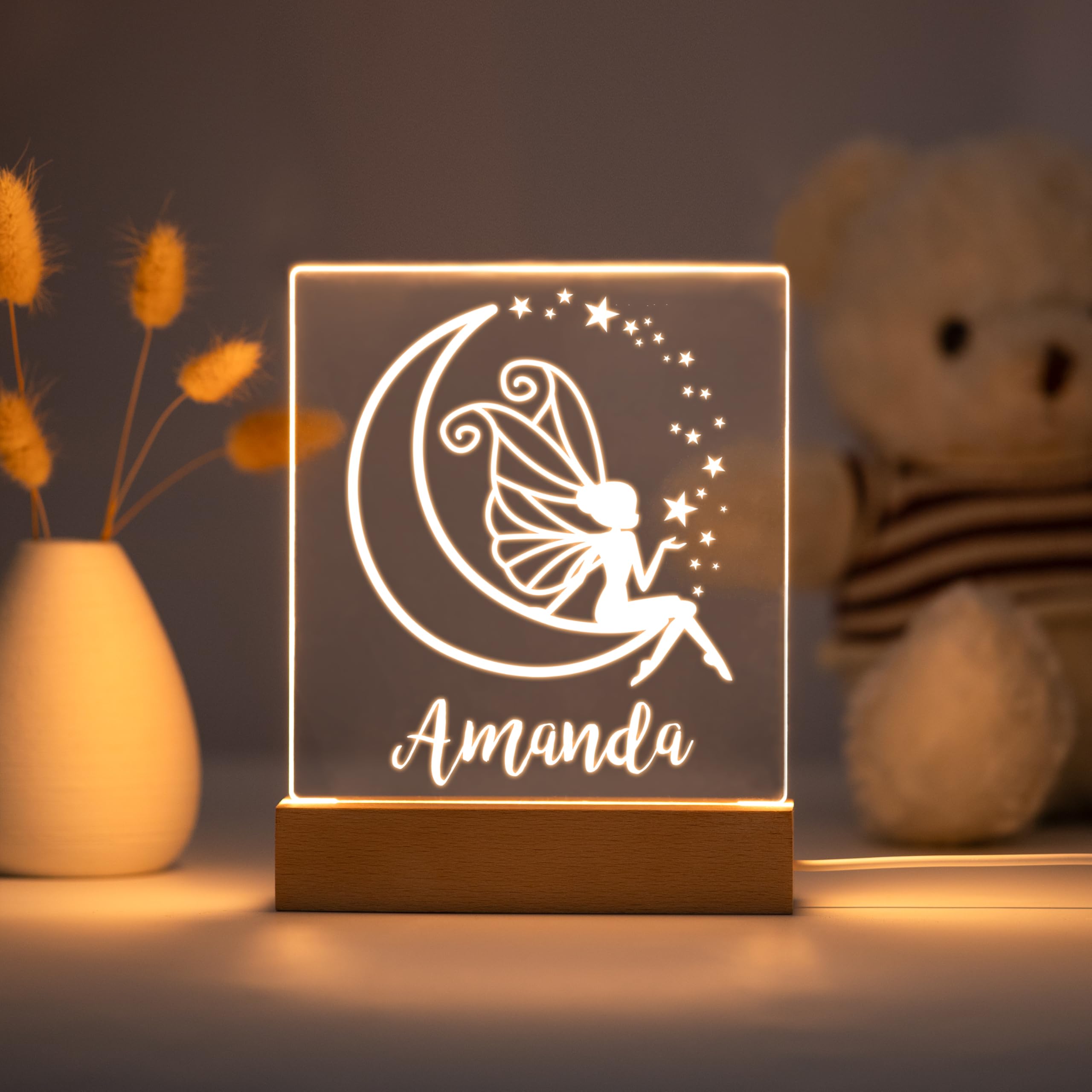 Personalized Night Light For Kids Girls Boys Customized Gifts For Baby Nursery Bedroom Decor Fairy