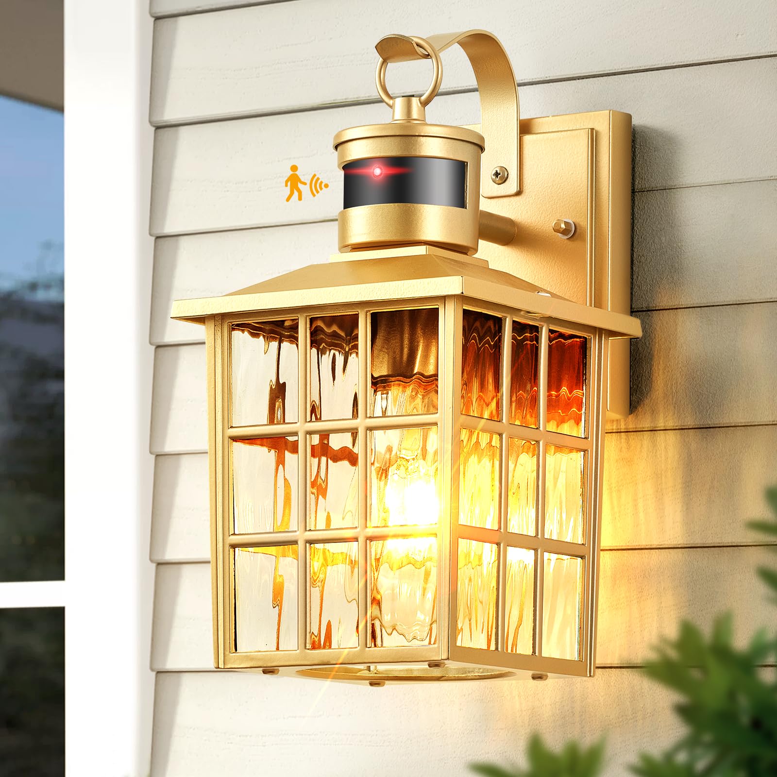VIANIS Porch Lights Outdoor, Gold Outdoor Garage Lights Wall Mount, Modern Outside Motion Sensor Lights for House, Exterior Lant
