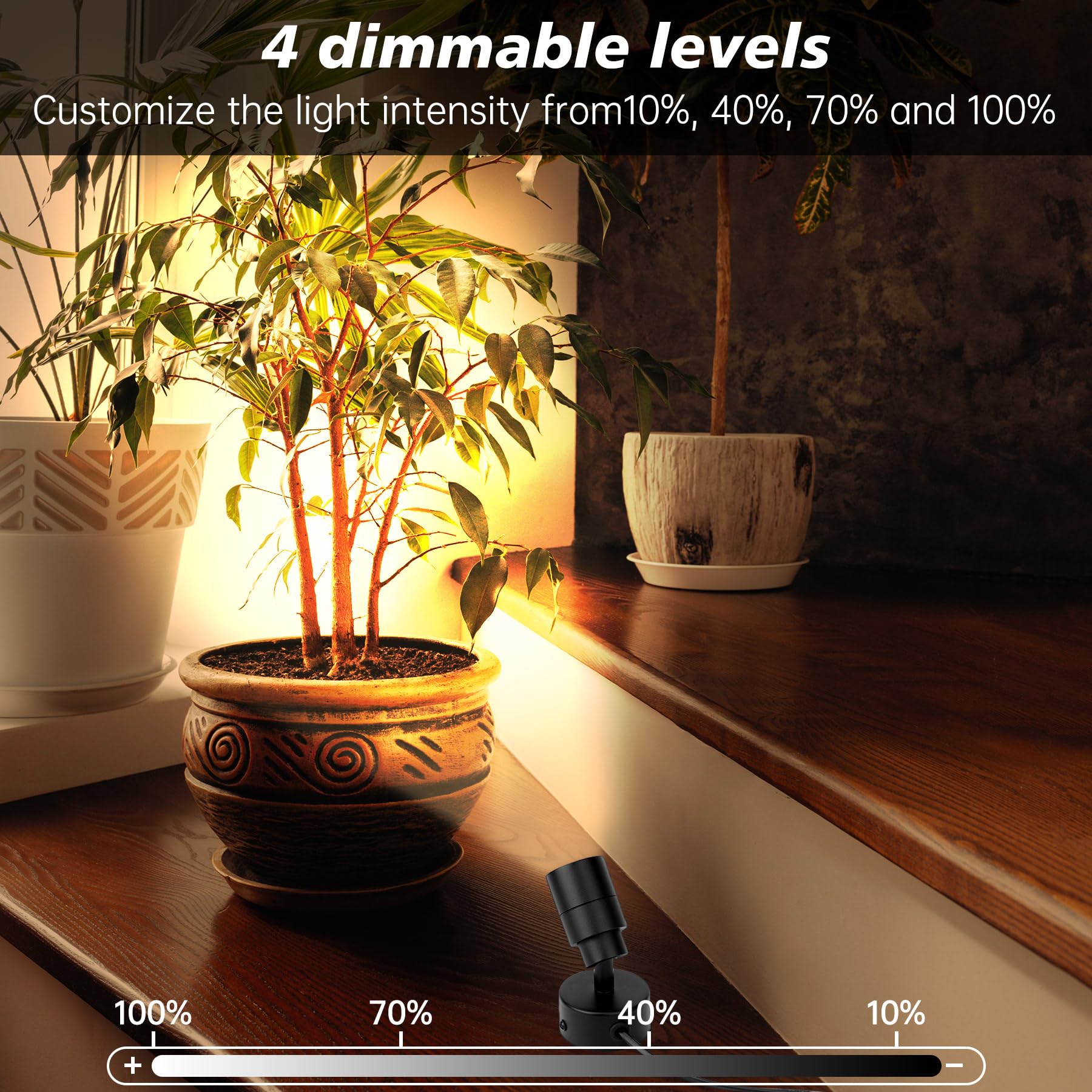 Topported 2 Pack Indoor Spotlight For Plants Plug In,5W 500Lm 120V Dimmable Accent Light Uplights With 4 Timer Modes,3000K/4000K