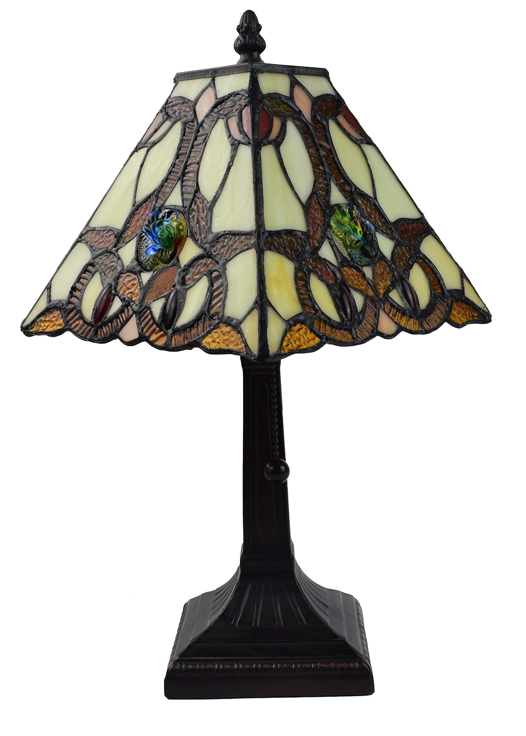 Amora Vintage Tiffany Table Lamp - Multicolor Glass - 15·Frosted White - Model AM338TL08