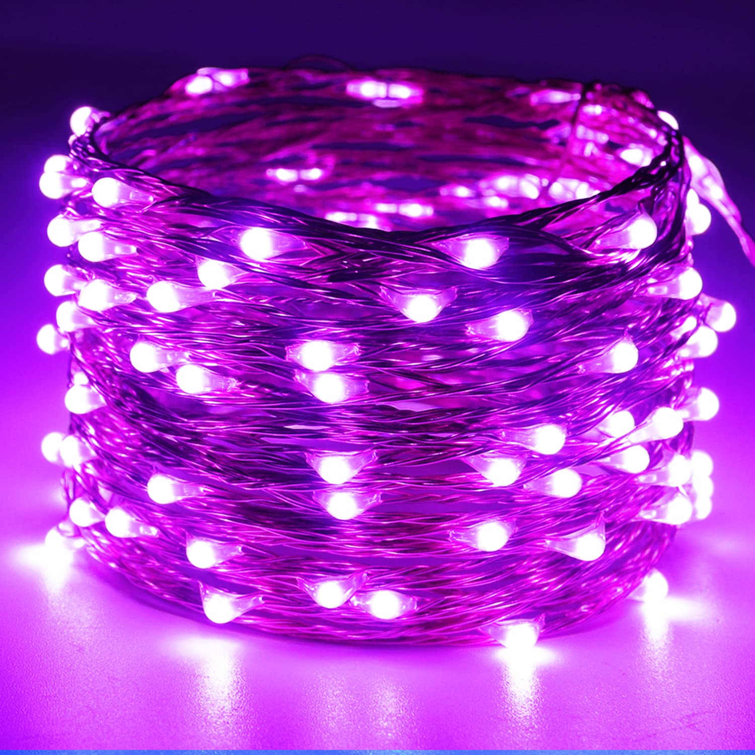Ruichen 20Ft 120 Led Purple Usb Fairy Lights, Waterproof Copper Wire For Home Decor & Parties