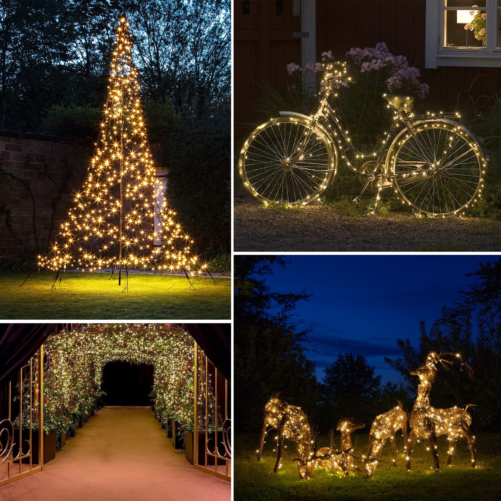 Bhclight Solar String Lights Outdoor, 2-Pack 80Ft 200 Led Solar Outdoor Lights, Waterproof Copper Wire 8 Modes Solar Fairy Lights For Garden Patio Tree Christmas Party Wedding Decor(Warm White)