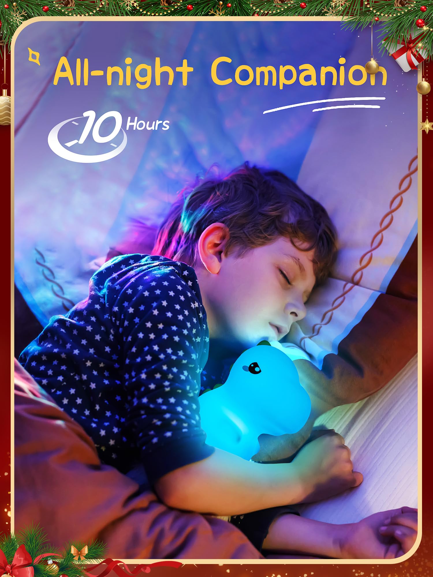 One Fire Dinosaur Night Light Lamp, Remote 16 Colors, Portable Rechargeable Silicone Toy for Boys, Model WH-a27