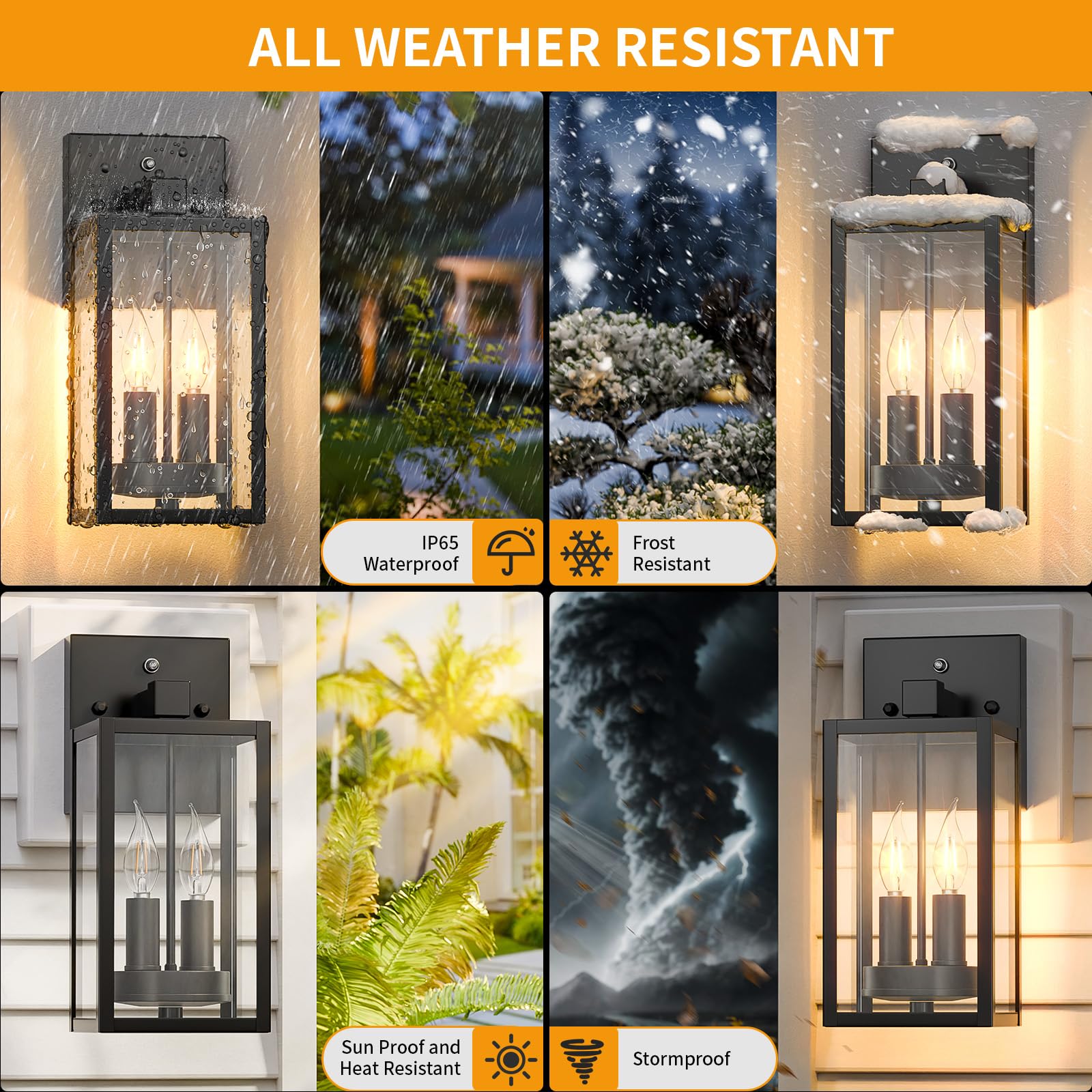 Dusk To Dawn Outdoor Lighting Fixtures Wall Mount  Outside Exterior Front Porch Lights For House  Sensor Wall Sconce Lantern Lamp  Waterproof Black Coach Lights For Garage Patio (2 Pack)