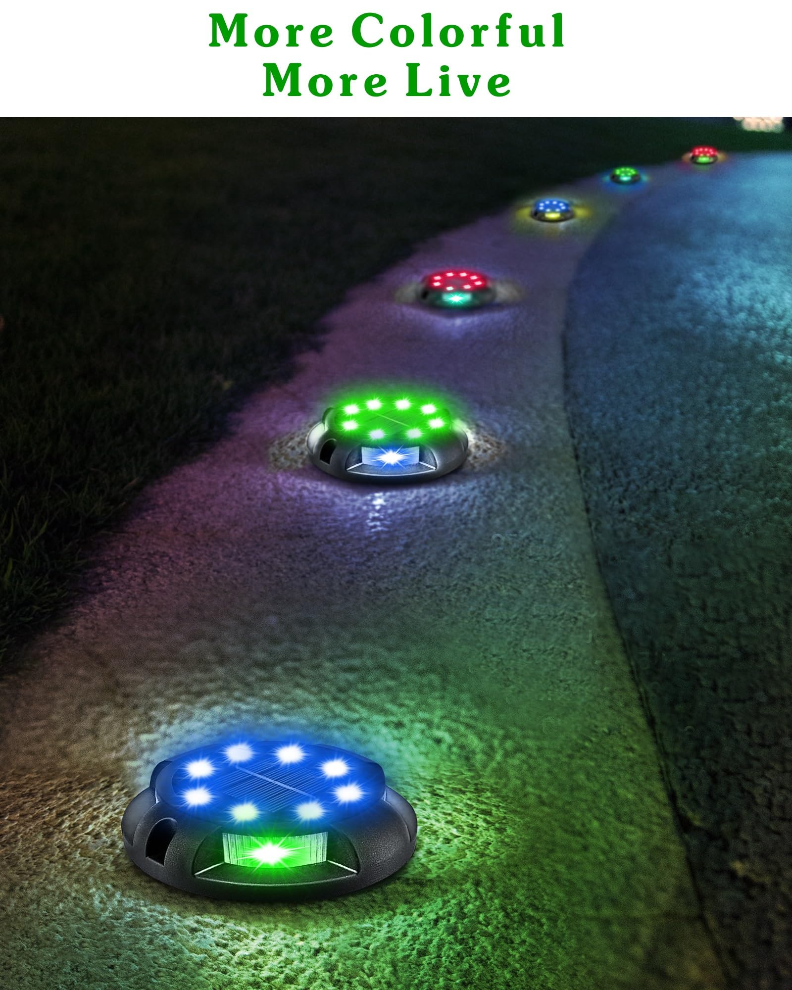 Biling Solar Pathway Lights - 8 Pack Multi Color Uplight Waterproof for Yard, Walkway & Garden Decorations