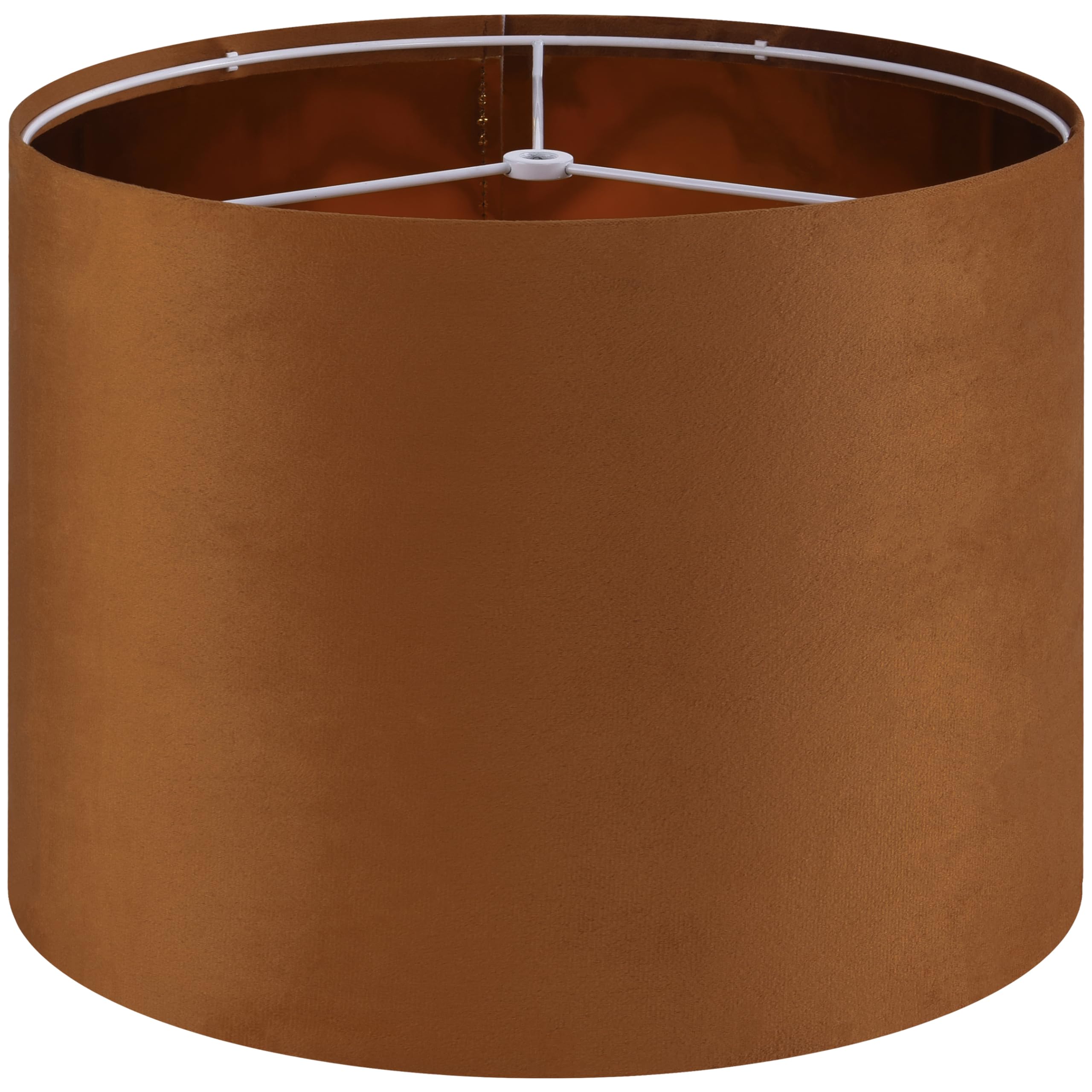 GO&SO 1 PCS Burnt Orange Velvet Drum Lamp Shade Modern Replacement Lamp Shades 13 Top x 13 Bottom x 10 High(Spider) Medium Fabric Lampshade for Table Lamp Floor Bedside -Assembly Require