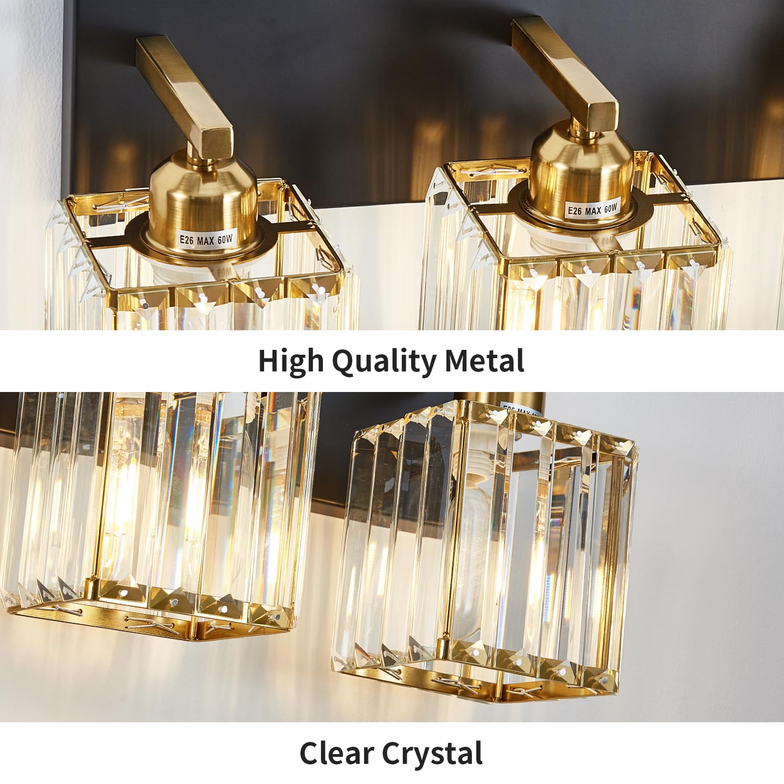 Aixialin Modern Bathroom Vanity Light 4-Lights Iron Black Gold Model 600-100-1016