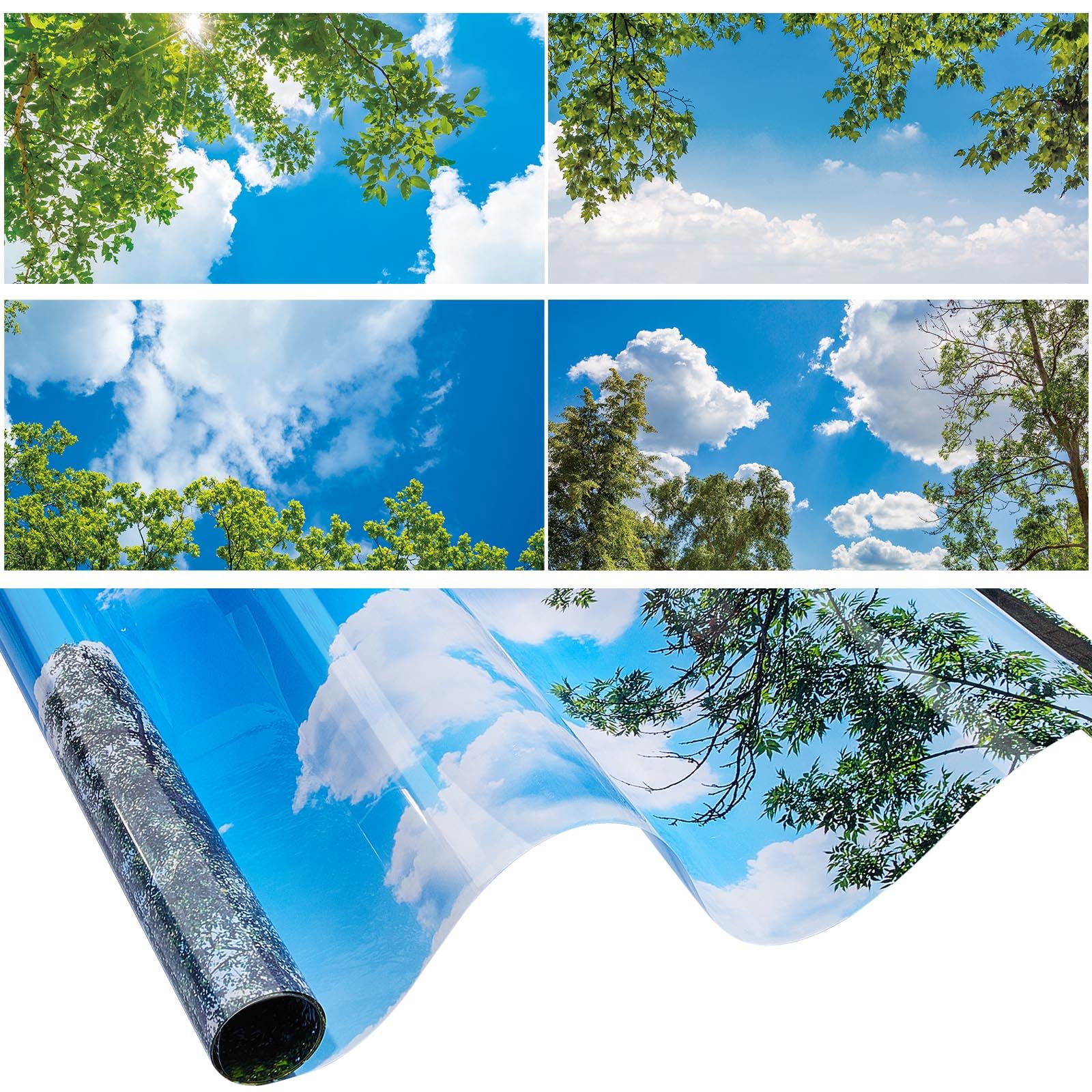 Amylove Fluorescent Light Covers Ceiling Light Filters 4 Pcs Charming Color Blue Sky Leaves