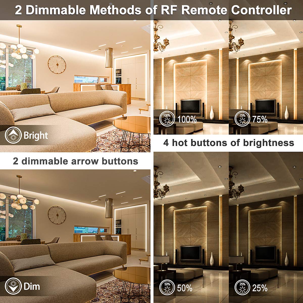 My Beauty Light Led Strip Lights Warm White,65.6Ft Dimmable Led Light Strip With Rf Remote,1200 Bright 3000K 2835 Leds,Plug-In A