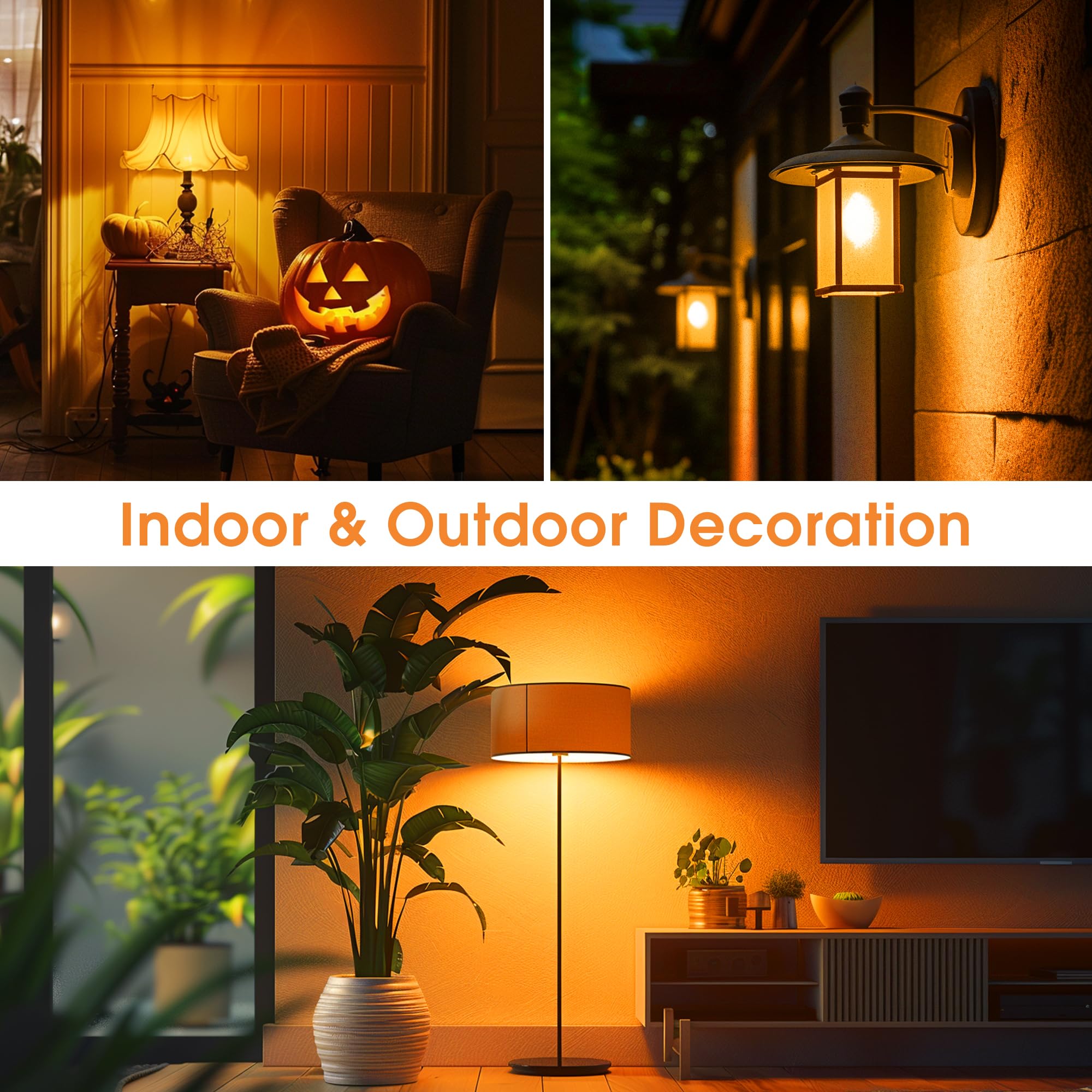 Briignite Orange Light Bulbs [2 Pack], A19 Led Orange Bulb Outdoor Halloween Light Bulb, 9W (60 Watt Equivalent) - E26 Colored L