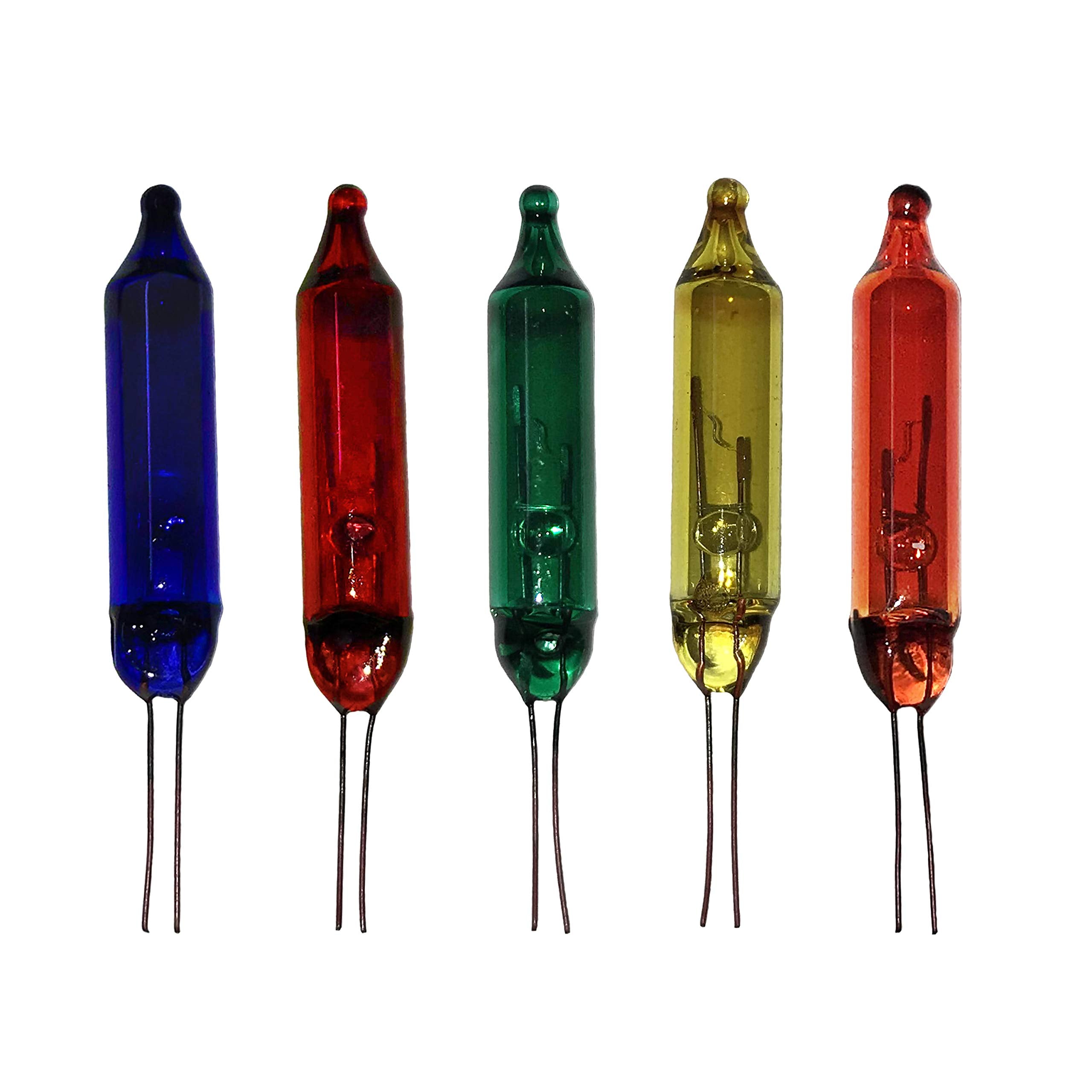 612 Vermont 2.5V Multi Mini Christmas Replacement Bulbs for Christmas Trees and Incandescent String Lights, Pinched Base, 100 Co