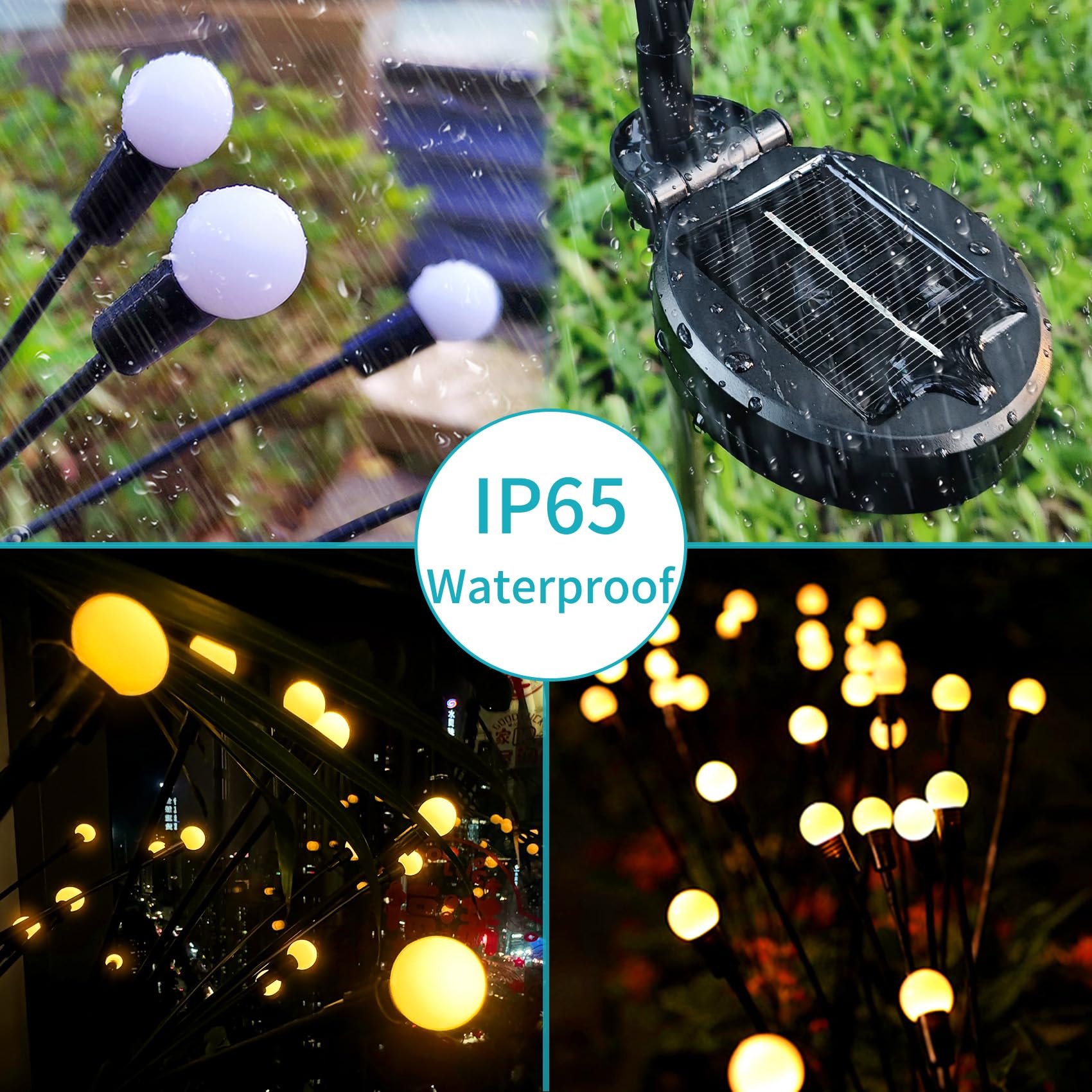 Aleney 2 Pack Solar Garden Swaying Lights, Wind-Activated Outdoor Lights, Outdoor Pathway Decoration, Warm White