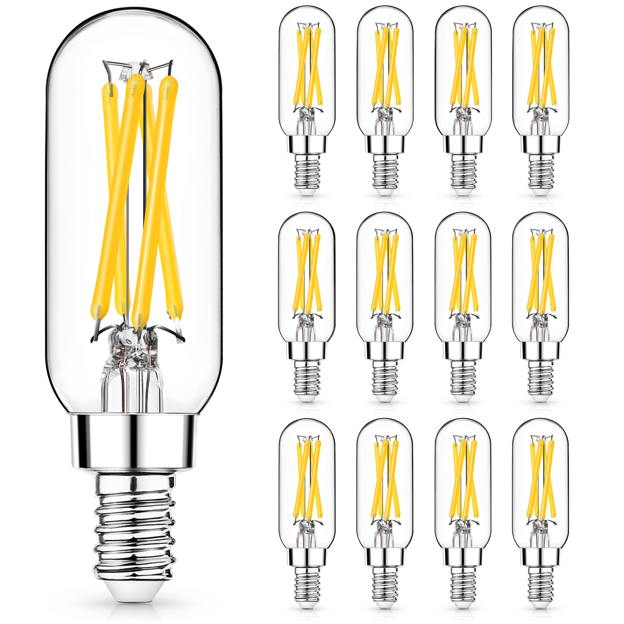 Mlambert 12 Pack Dimmable T6 Led Bulbs,4W Equal 40W E12 Candelabra Light Bulb 4000K,Clear 4W E12 Edison For Chandelier,E12 Cande
