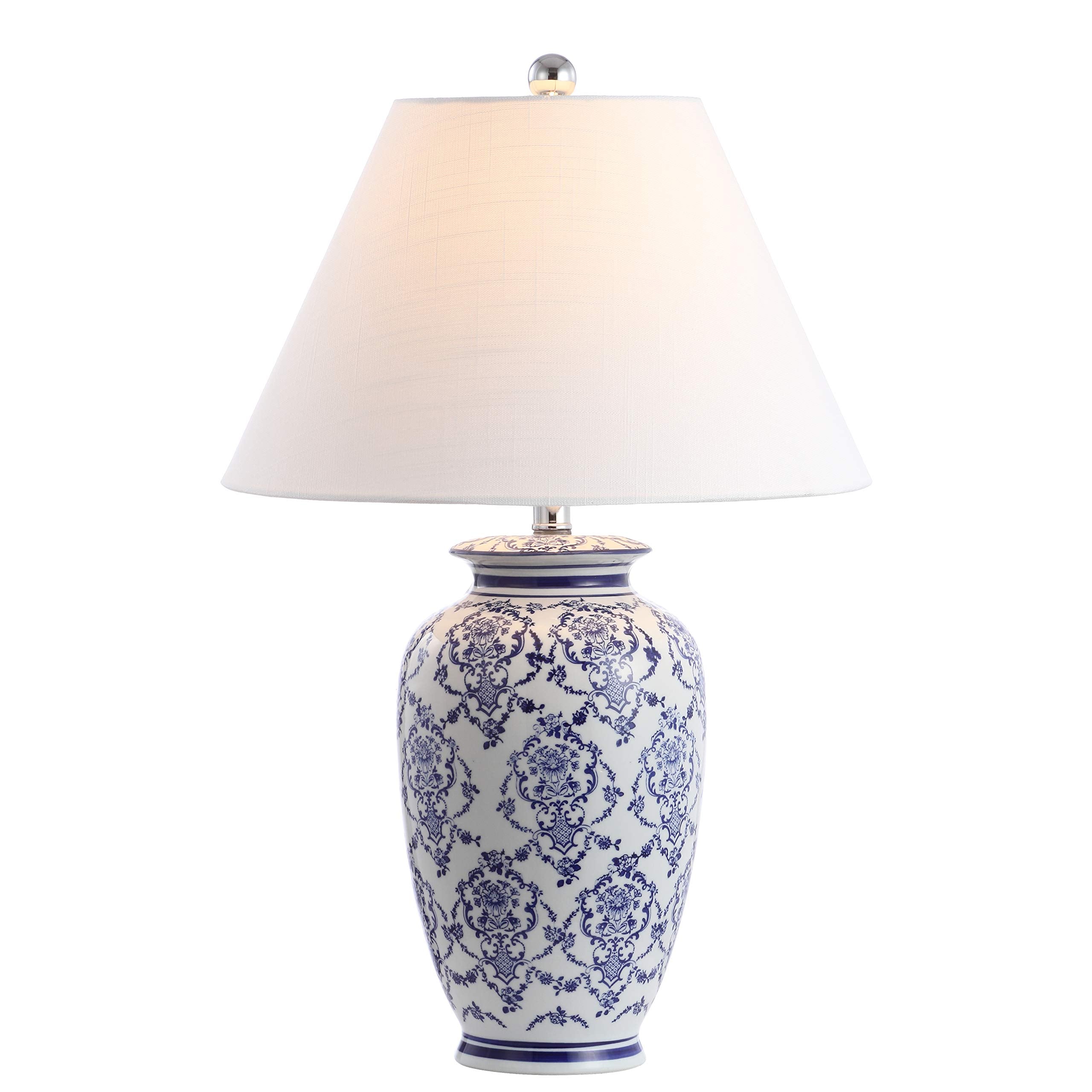 JONATHAN Y Chinoiserie Ceramic Table Lamp LED 26.25in JYL8023A Blue/White for Bedroom Living Room Office