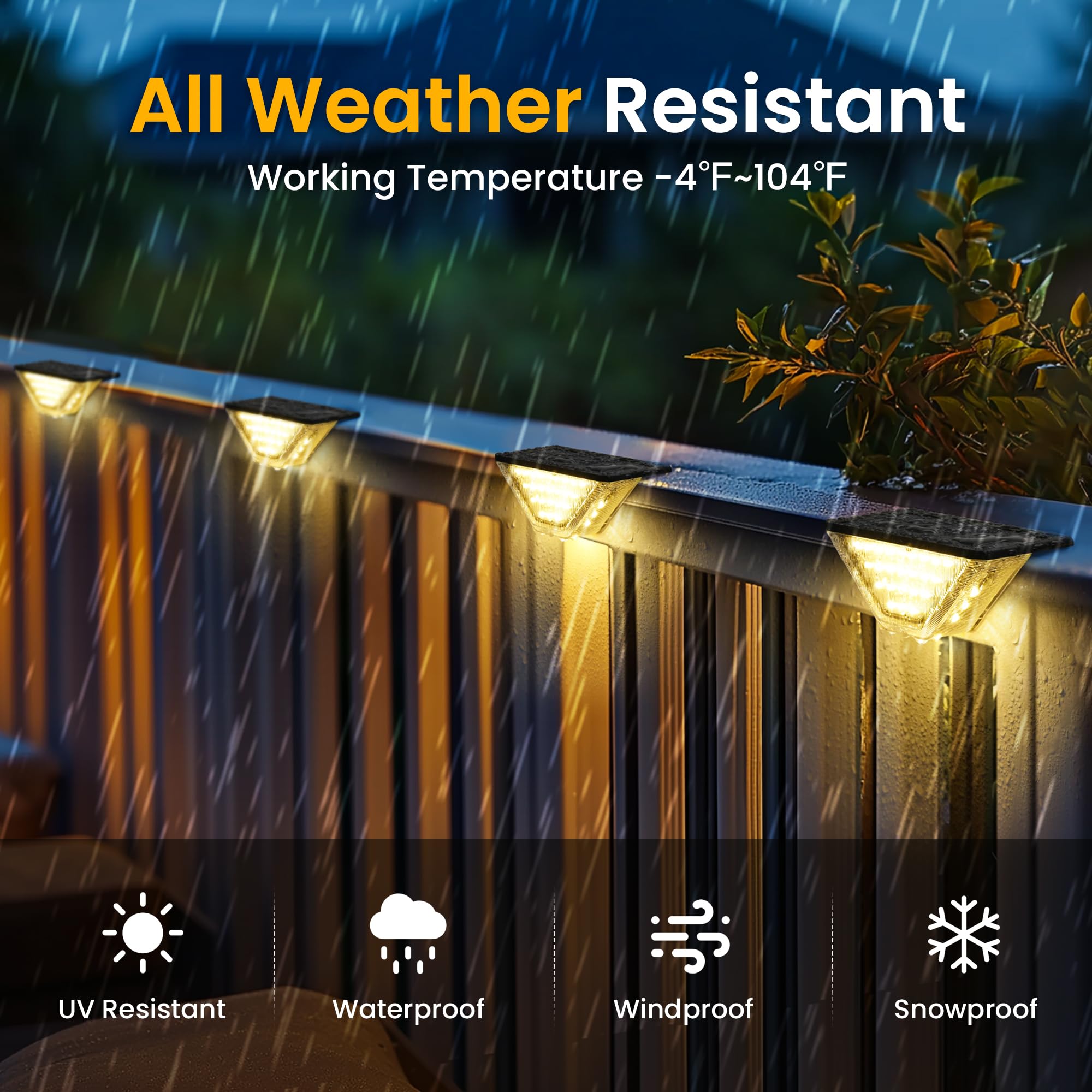 Solpex Solar Deck Lights Outdoor,Solar Step Lights For Outside,Two-Sided Fence Lights With 33 Leds,Waterproof Ip65 For Garden,Fe