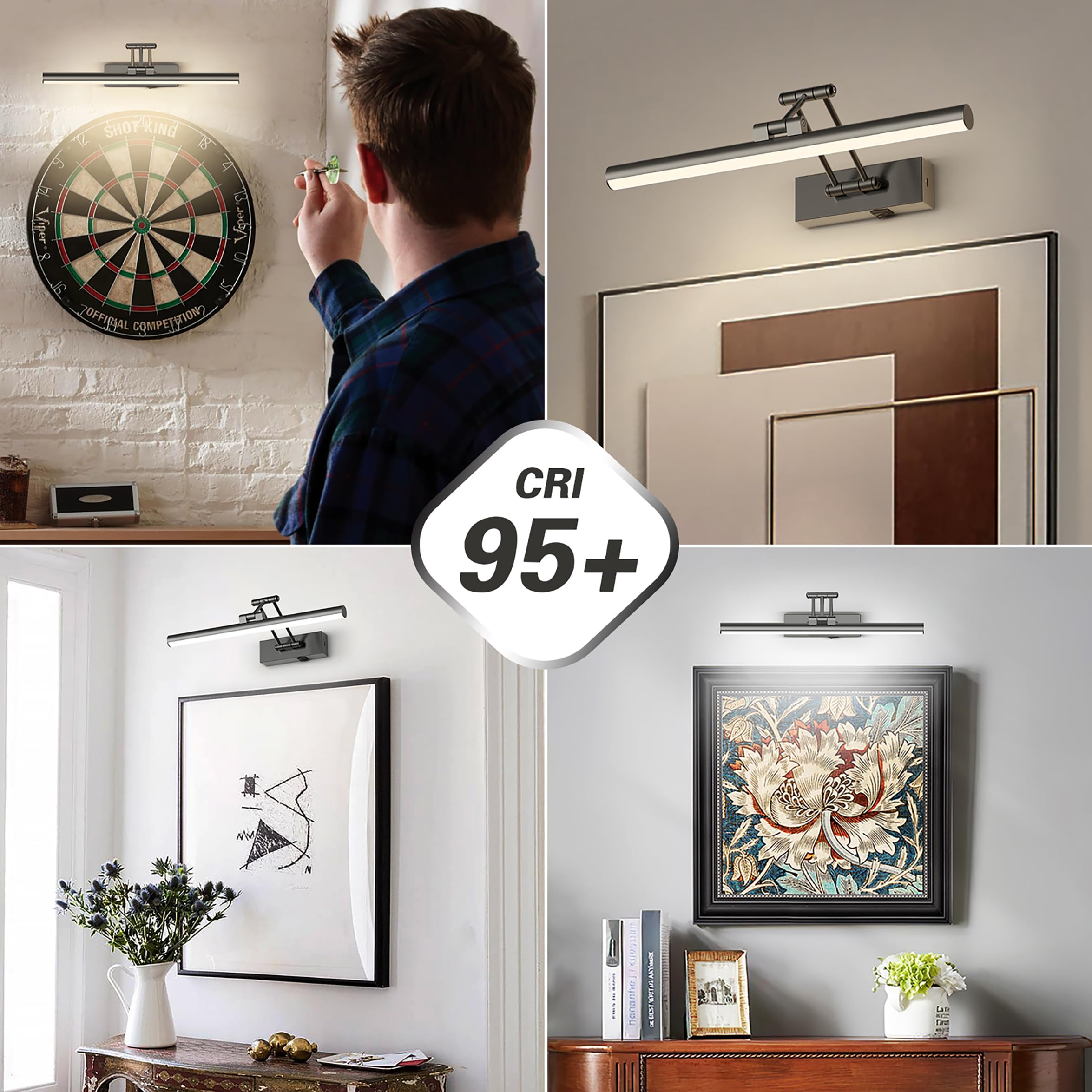 Joossnwell Battery Operated Picture Light For Paintings Wireless Art Light With Remote Gallery Light Rechargeable Dimmable And Timer Library Light Brushed Grey Picture Frame Light For Wall