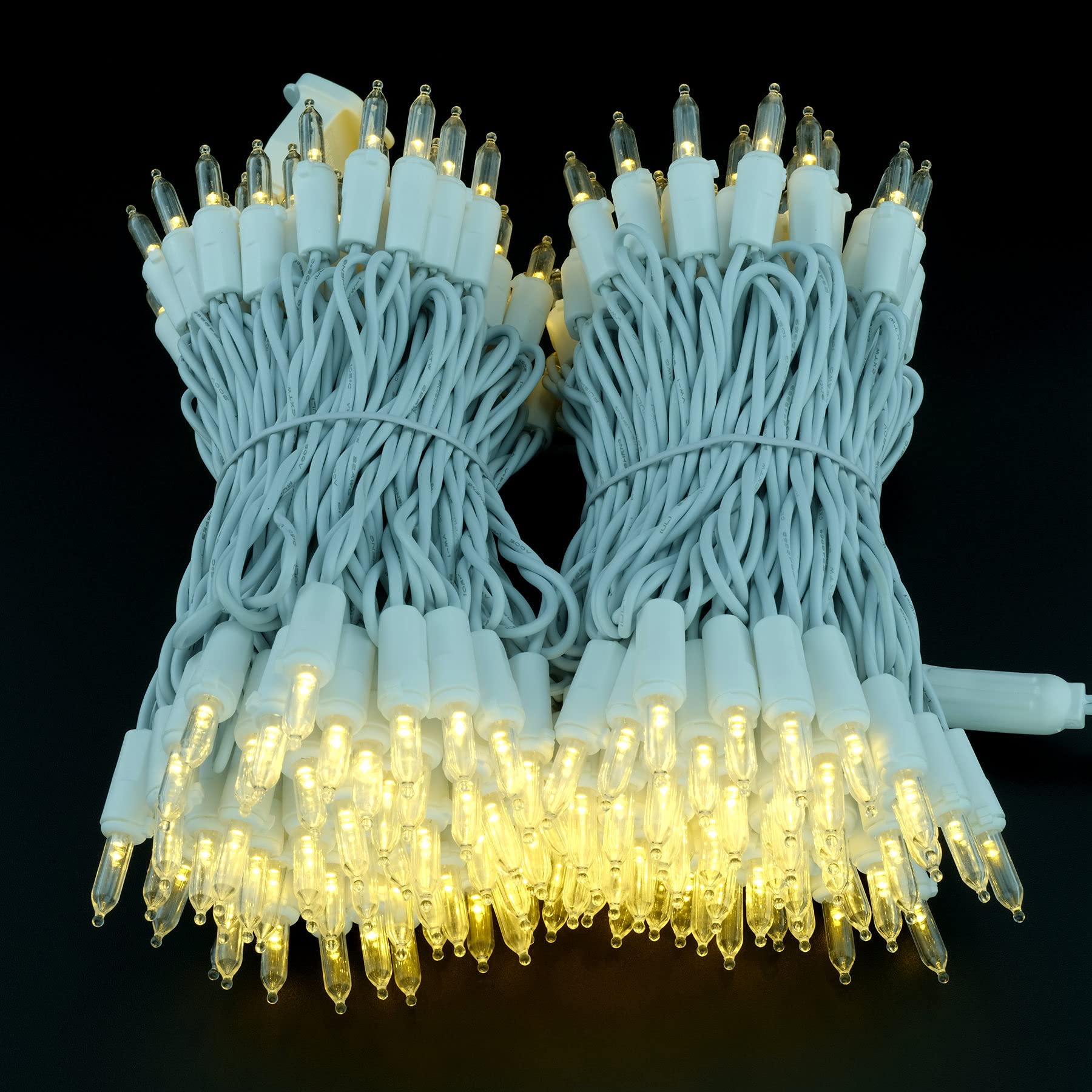 Yuletime 200 Count Warm White Led Christmas Lights, 66 Feet White Wire Ul Certified Commercial Grade Holiday String Light Set (Warm White)