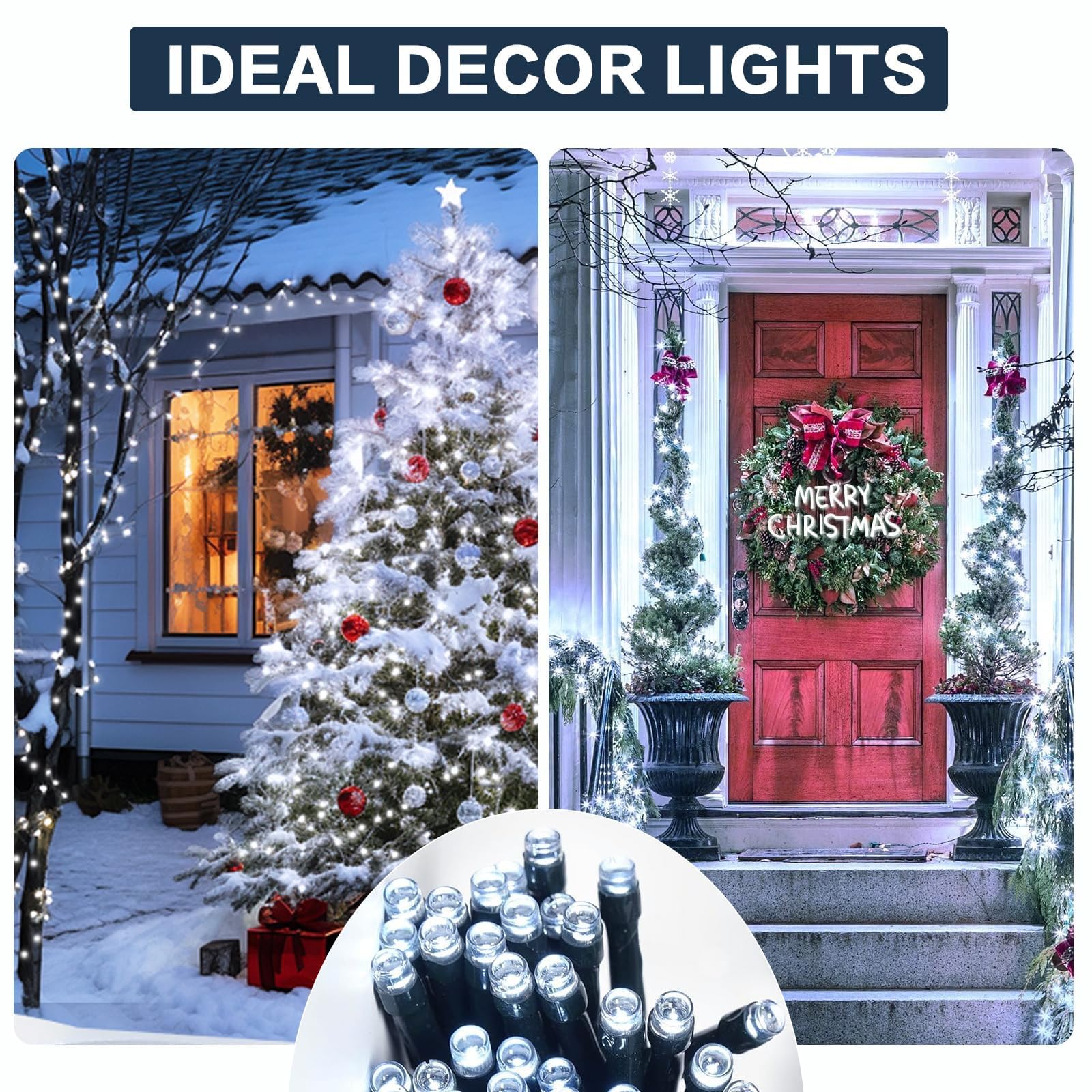 SyouHome Solar String Lights Outdoor, 400 LED, 156Ft, IP65 Waterproof, 8 Lighting Modes, Cool White, 4 Pack