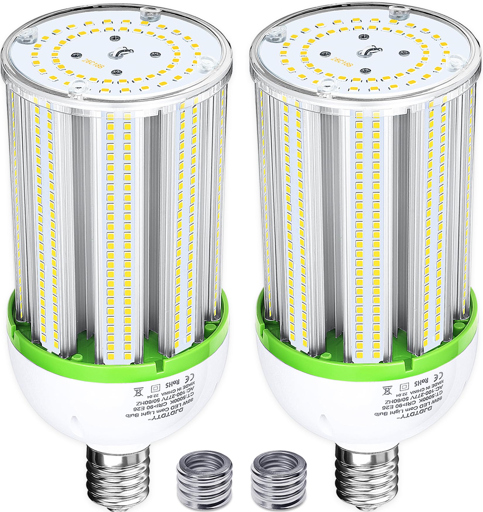 Djdtdty Amazon High Brightness 80W Led Corn Light Bulb, E26 E39 Base Led Corn Lamp, 10400 Lumen 5000K Daylight 100V~277V Corn Co