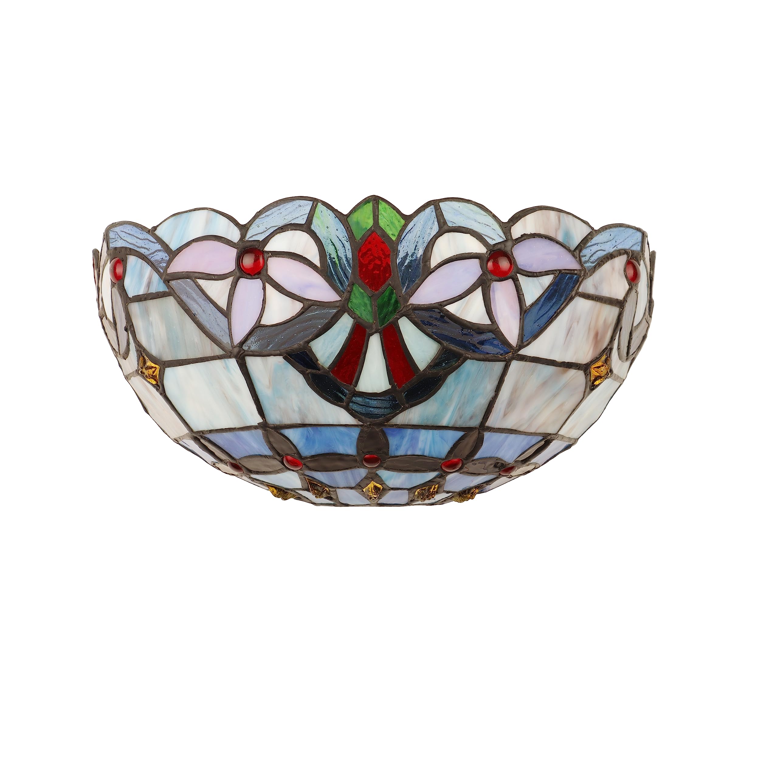 Chloe Lighting Wall Sconce, Victorian-Style, 1-Light, Dark Bronze Finish, 12in Stained Glass Shade, Model CH3T381VB12-WS1