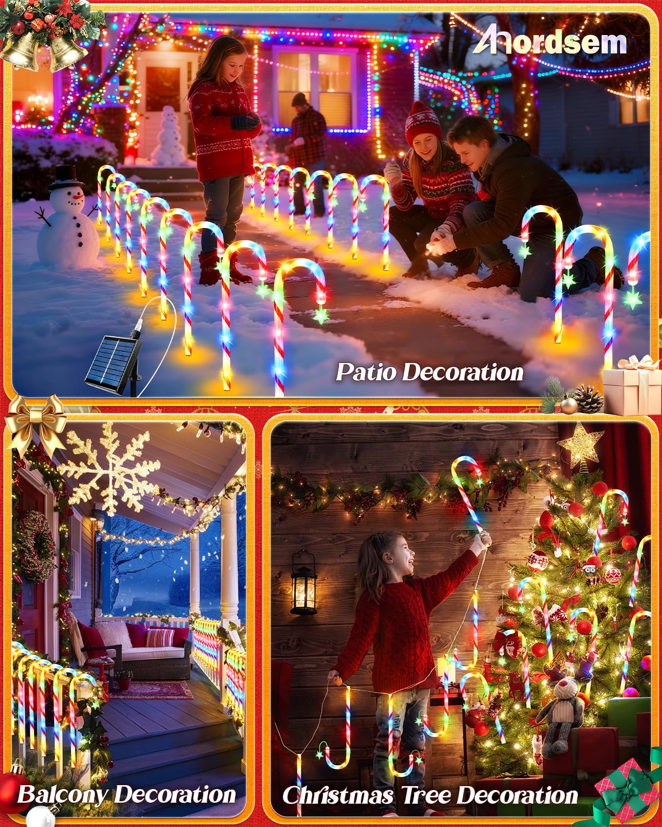Anordsem Solar Christmas Decorations Outdoor: 21 Candy Cane Stake Lights 24 Pack - Waterproof Led 8 Colorful Lighting Models For Yard Garden Pathway Xmas Decor - 2026 New Year Gifts For Homeowners