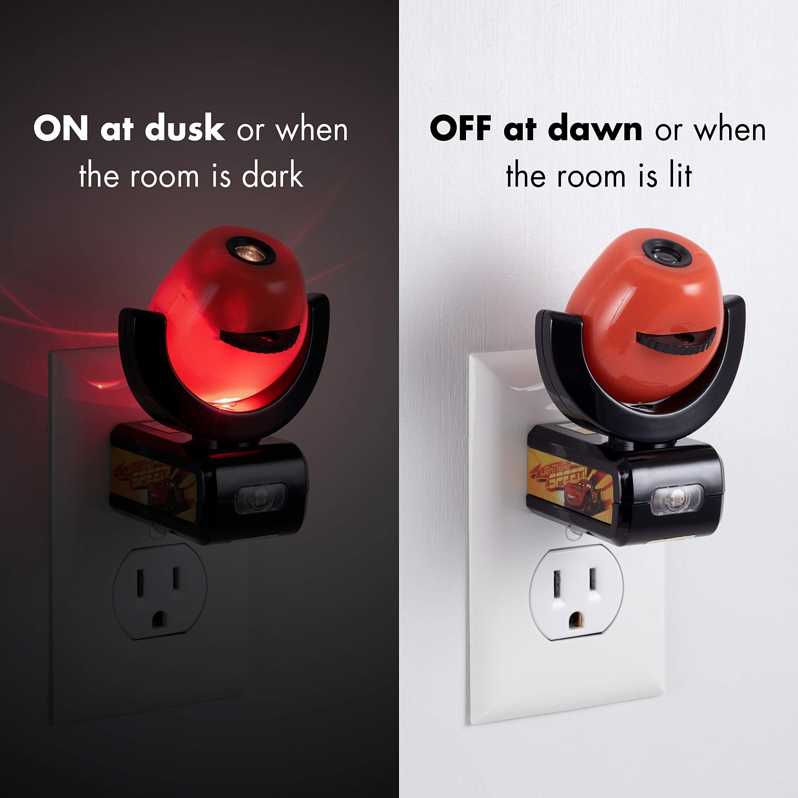 Projectables Pixar Cars Led Kids Night Light, Plug-In, Projector, Dusk-To-Dawn, Lightning Mcqueen, Galaxy Light, Hallway, Bedroo