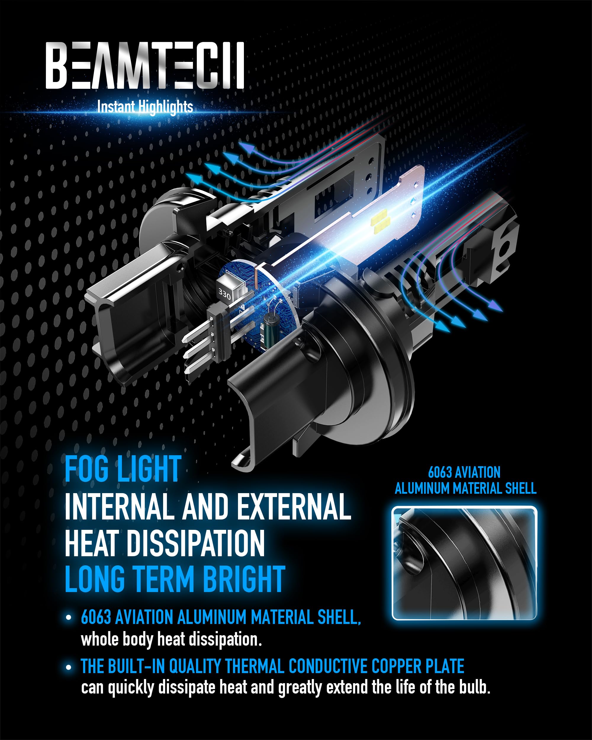 BEAMTECH H-13 9008 Powersport Bulb - Off-Road & Fog Light, 2 PCS, H13/9008