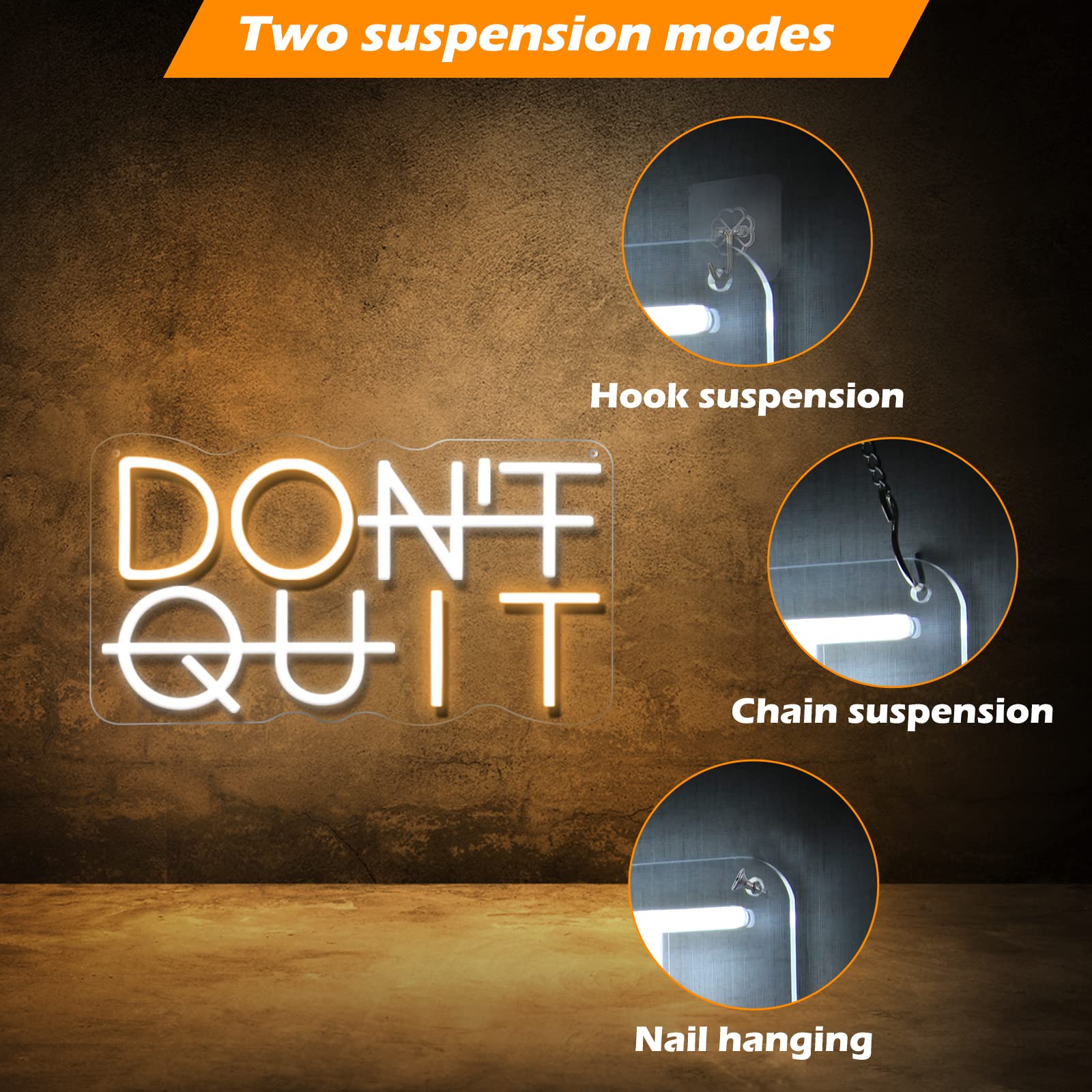 Dont Quit LED Neon Sign for Wall Decor, DO IT Neon Lights Party Decorations, USB Powered Switch Neon Lights lighting adjustable