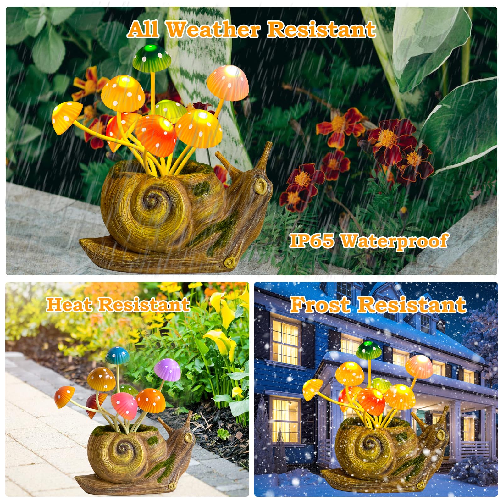 Solar Lights Outdoor Fairy Garden Accessories, Snail Statues Garden Decor For Outside, Easter Gifts Yard Decorations Patio Lawn