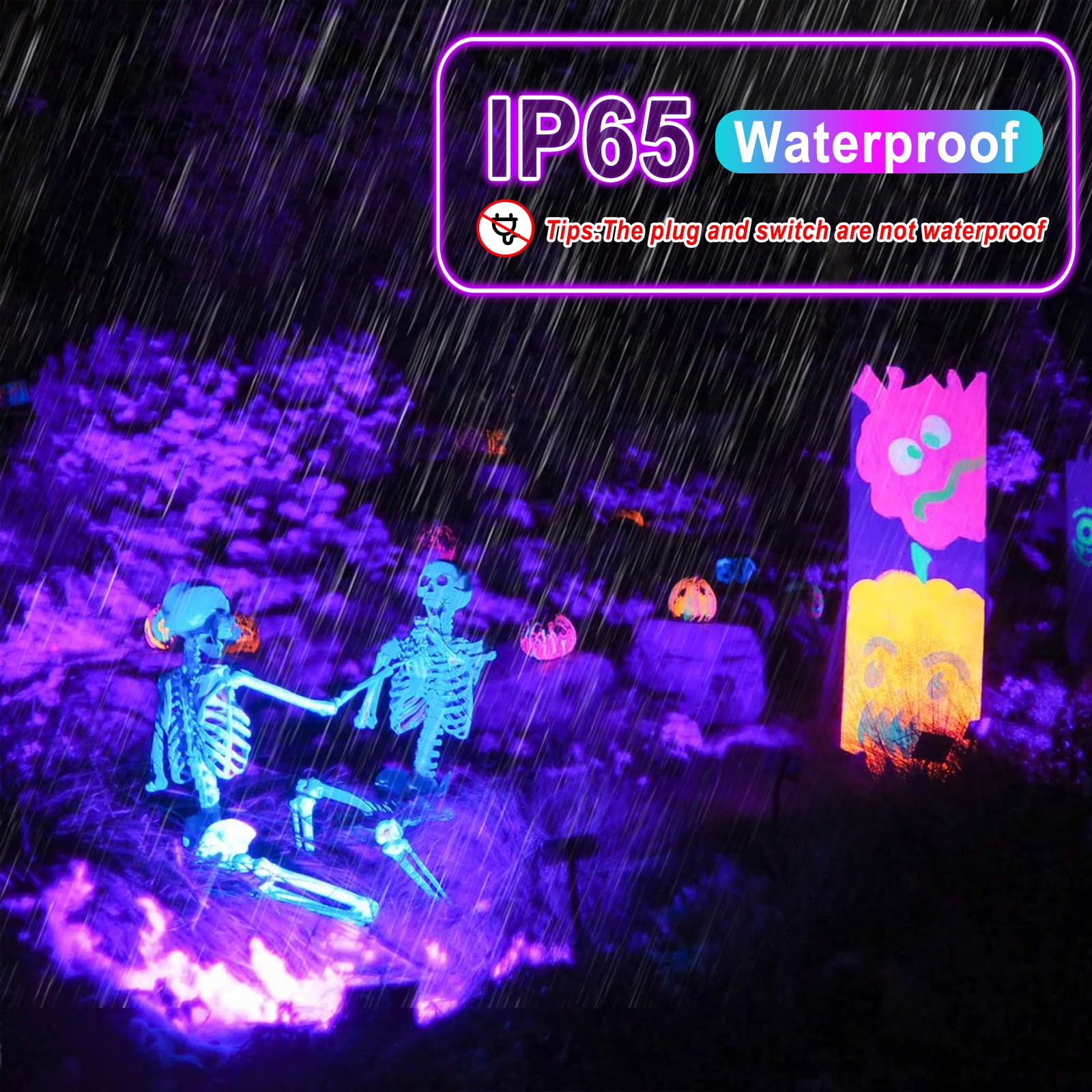 4 Pack 50W Black Light, Led Blacklight Flood Light With Us Plug And Switch, Black Lights For Glow Party,Neon Party, Halloween,Body Painting,Birthday Party,Fluorescent Painting And Fluorescent Tapestry