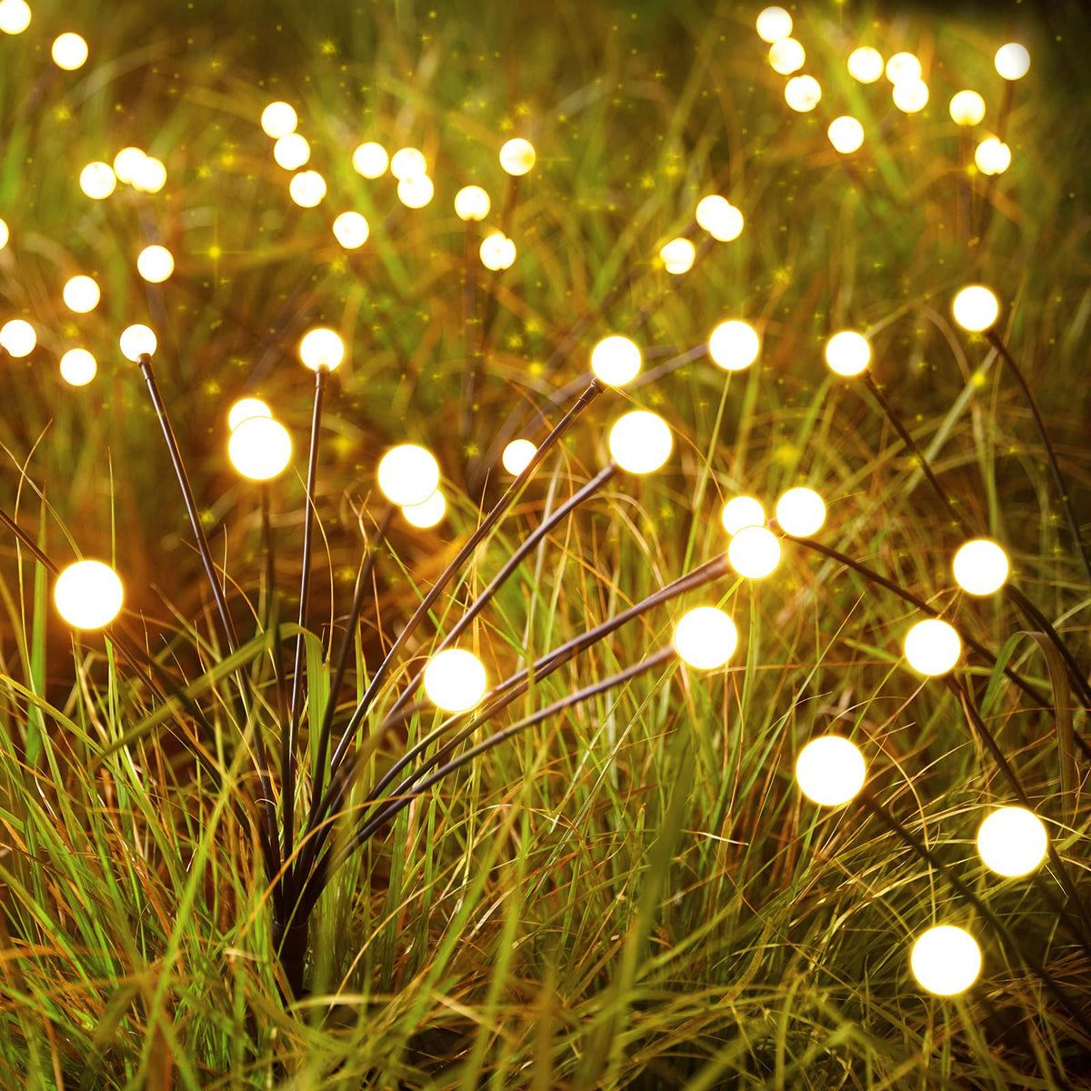 Solar Garden Lights - 4 Pack 48 Led Solar Firefly Lights With 2 Lighting Mode, Sway By Wind, Waterproof Solar Christams Outdoor