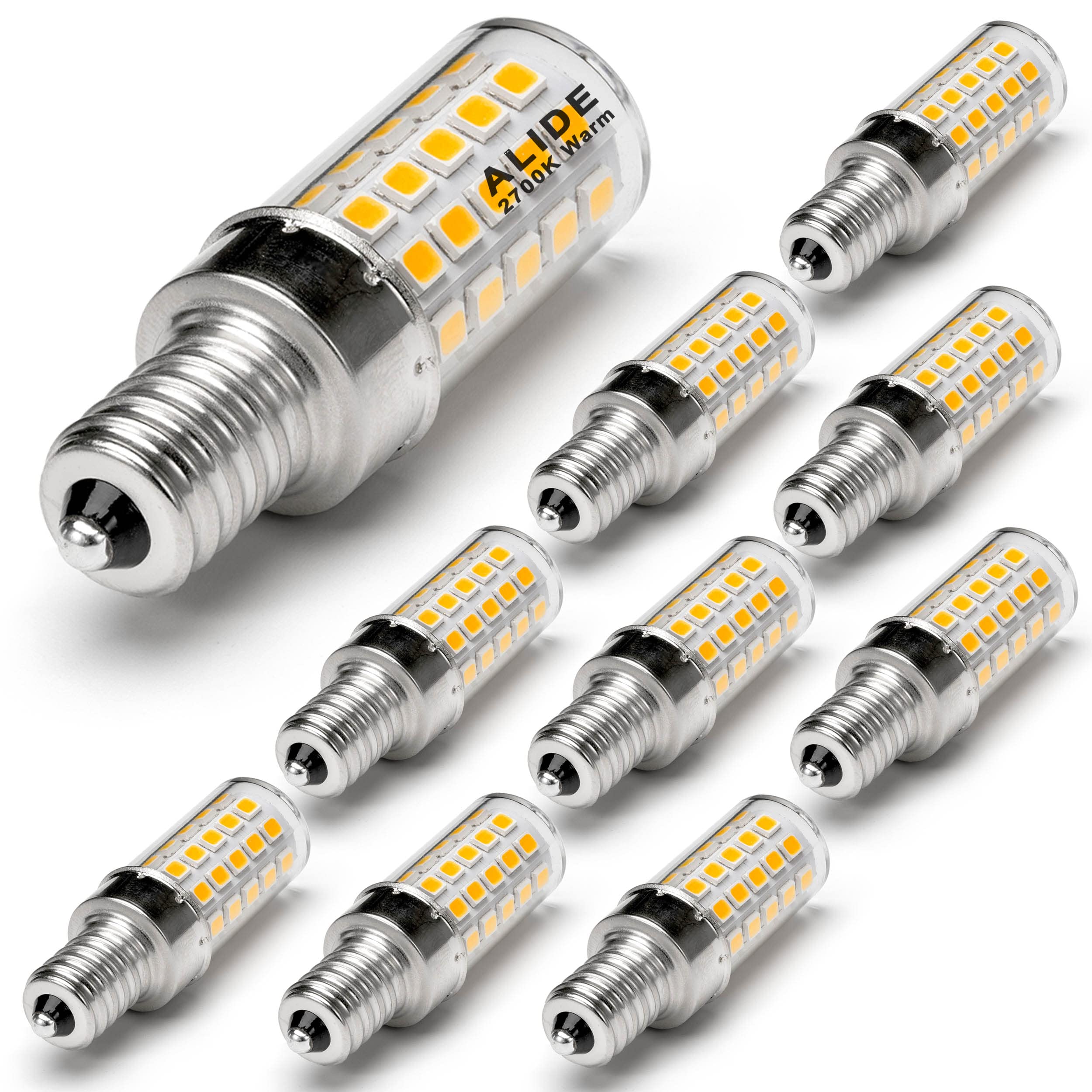 Alide E12 Led Candelabra Light Bulbs 6W C7,Replace E12 60 Watt Halogen Equivalent,Warm White 2700K T6 110V 120V Small Base E12 L