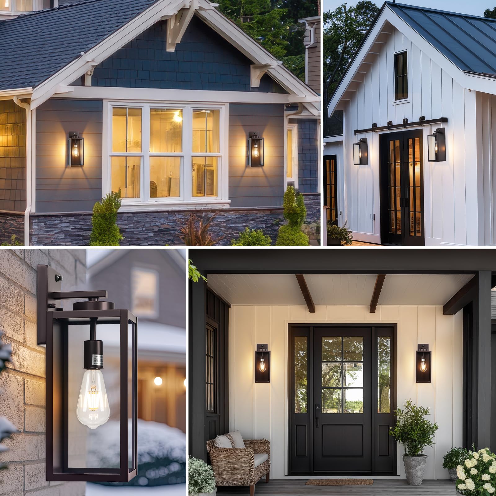 16-Inch Oil-Rubbed Bronze Dusk To Dawn Outdoor Wall Light Fixtures  Exterior Waterproof Wall Lanterns  Brown Porch Sconces Lighting  Modern Outside Lights For House Patio Front Door Entryway  2-Packs