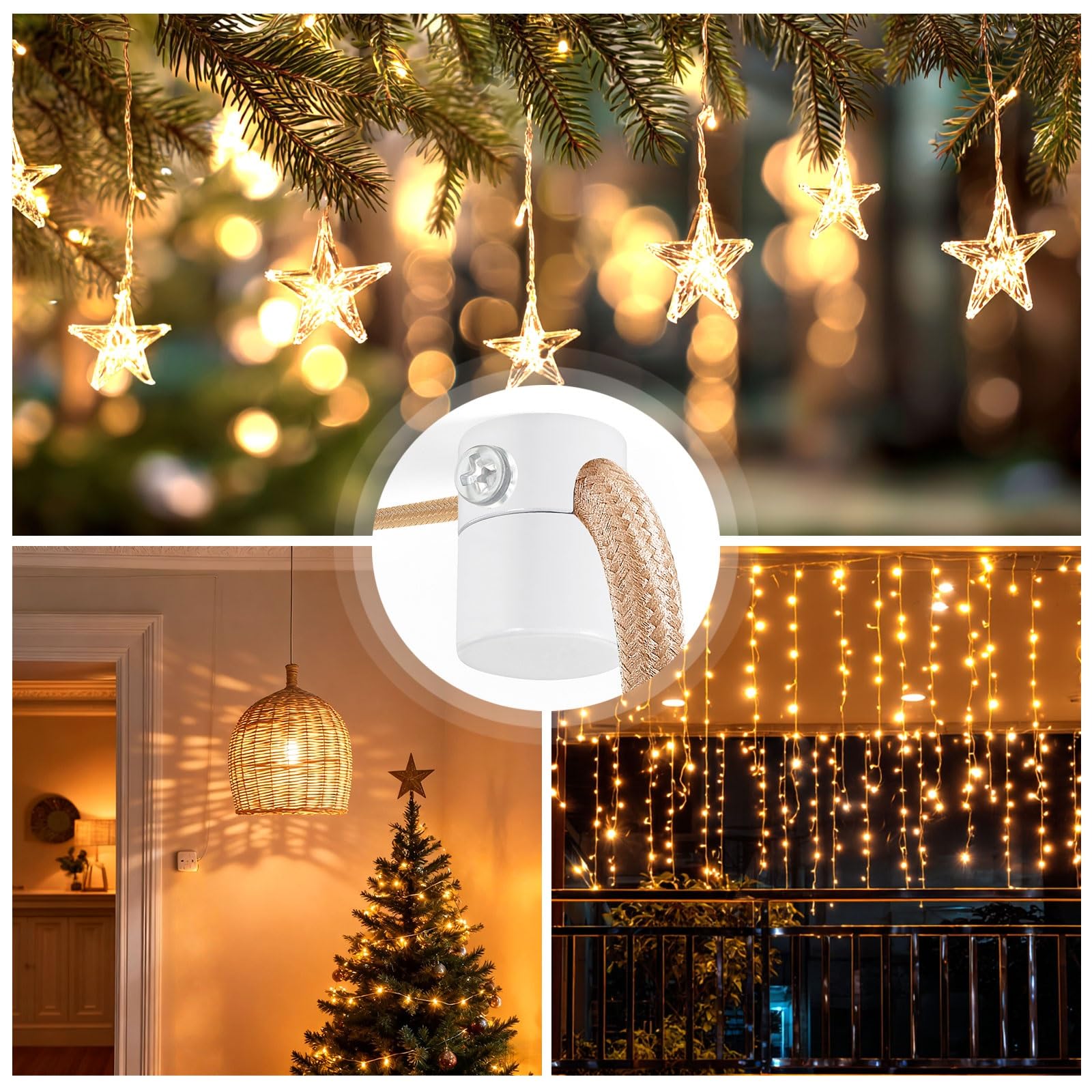 Adcssynd Ceiling Hooks - 3 Pack White Aluminum Swag Hooks for Pendant Lights, 0.29'' Hole, Modern Design