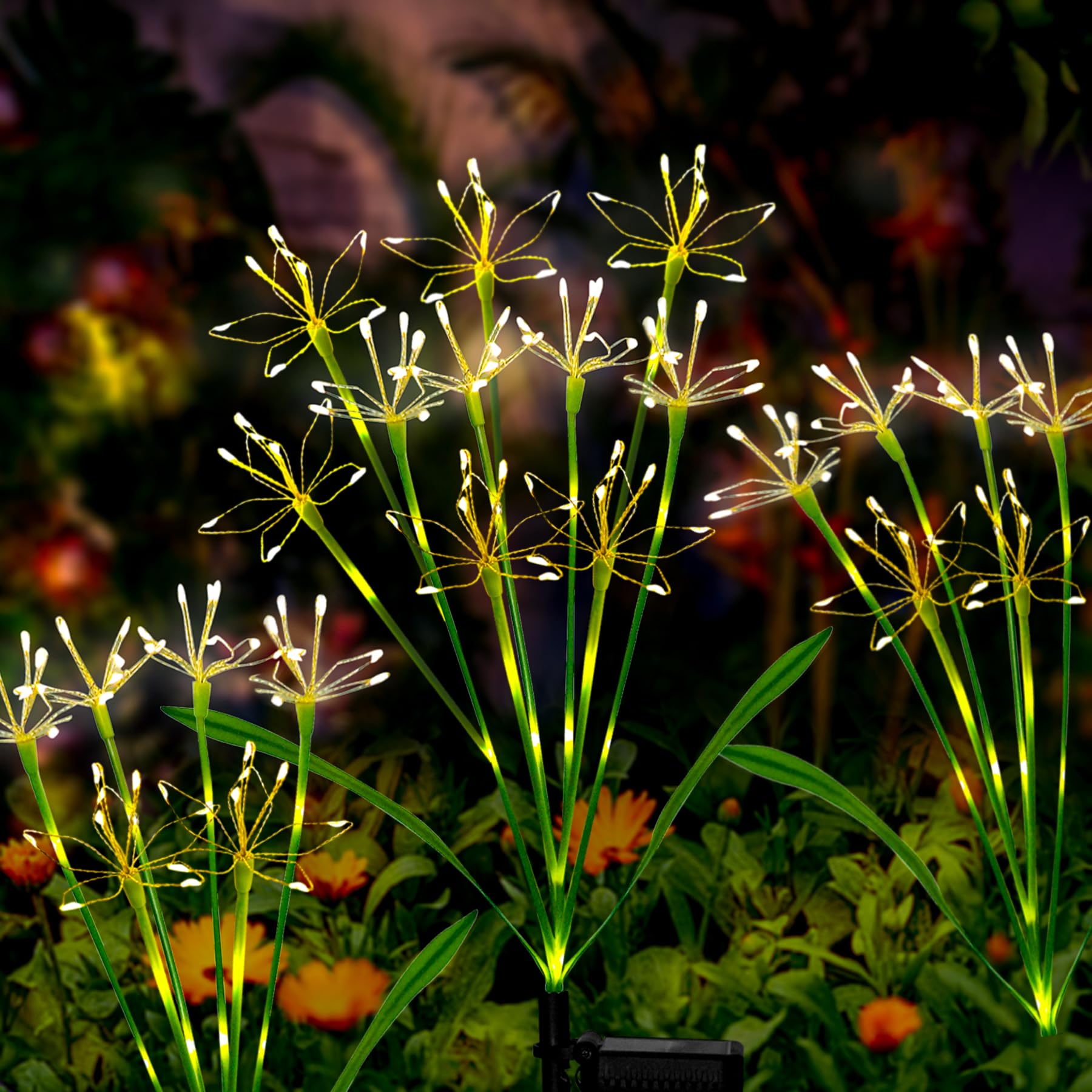 Putuzmic Solar Garden Lights - Waterproof Twinkling Firefly Lights, Warm White, 4 Packs, Model 250201-A