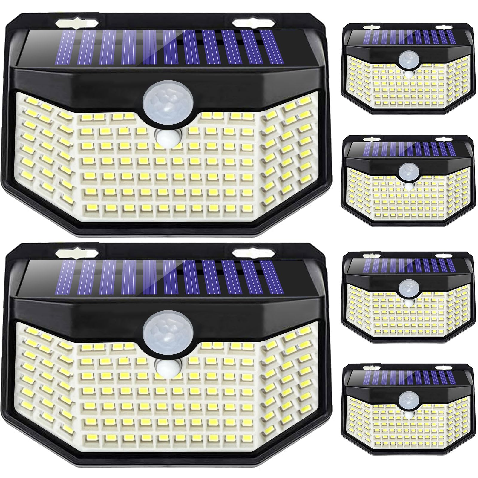 HMCITY 120 LED Outdoor Solar Lights with Motion Sensor, IP65 Waterproof, 6-Pack, Daylight White, Model JY2440