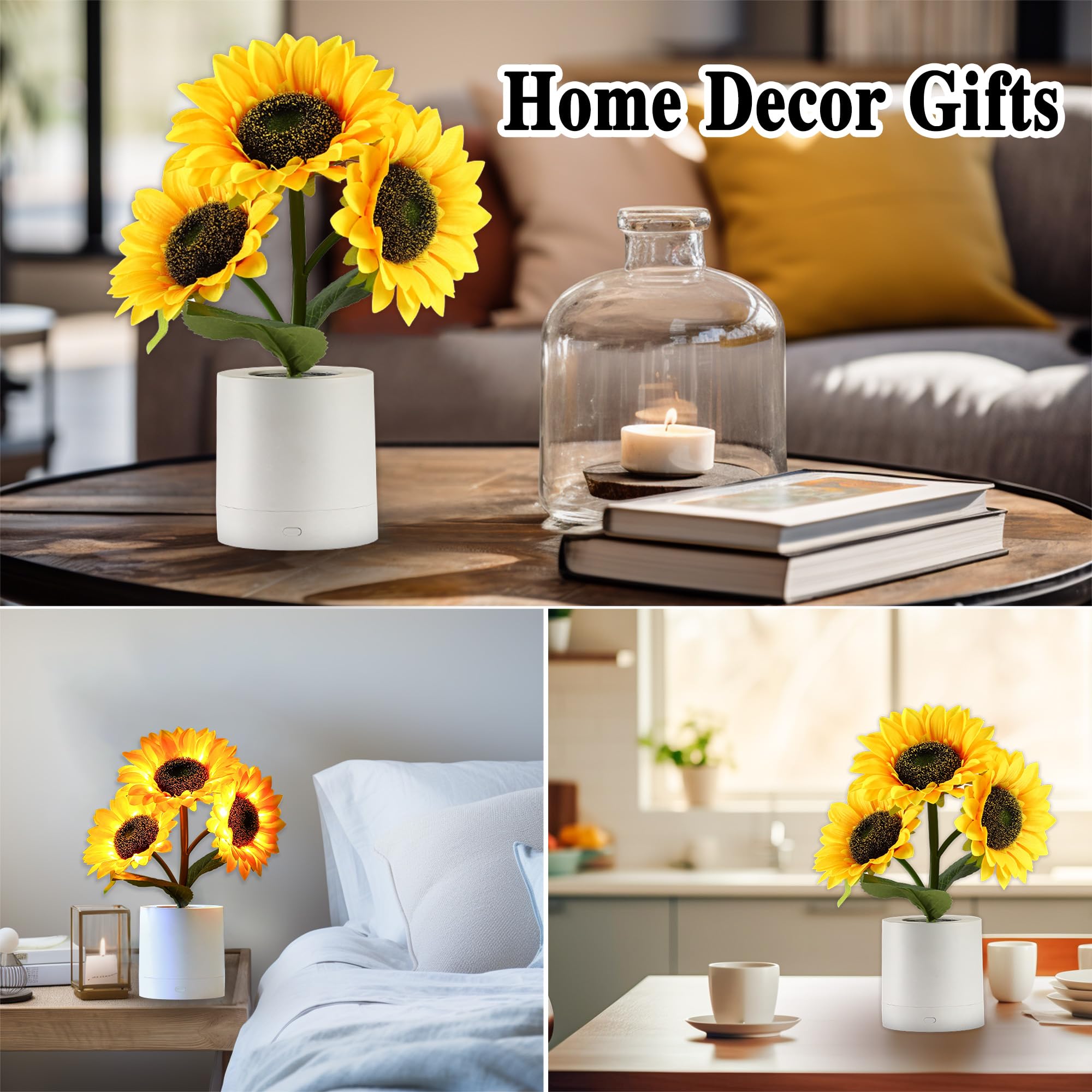 Hibeauti Sunflower Led Lamp For Women, Ideal For Bedroom Decor, Sunflower Gifts For Mom Grandma Teacher Aunt Girlfriends Coworker Friend Wife Anniversary Birthday Christmas