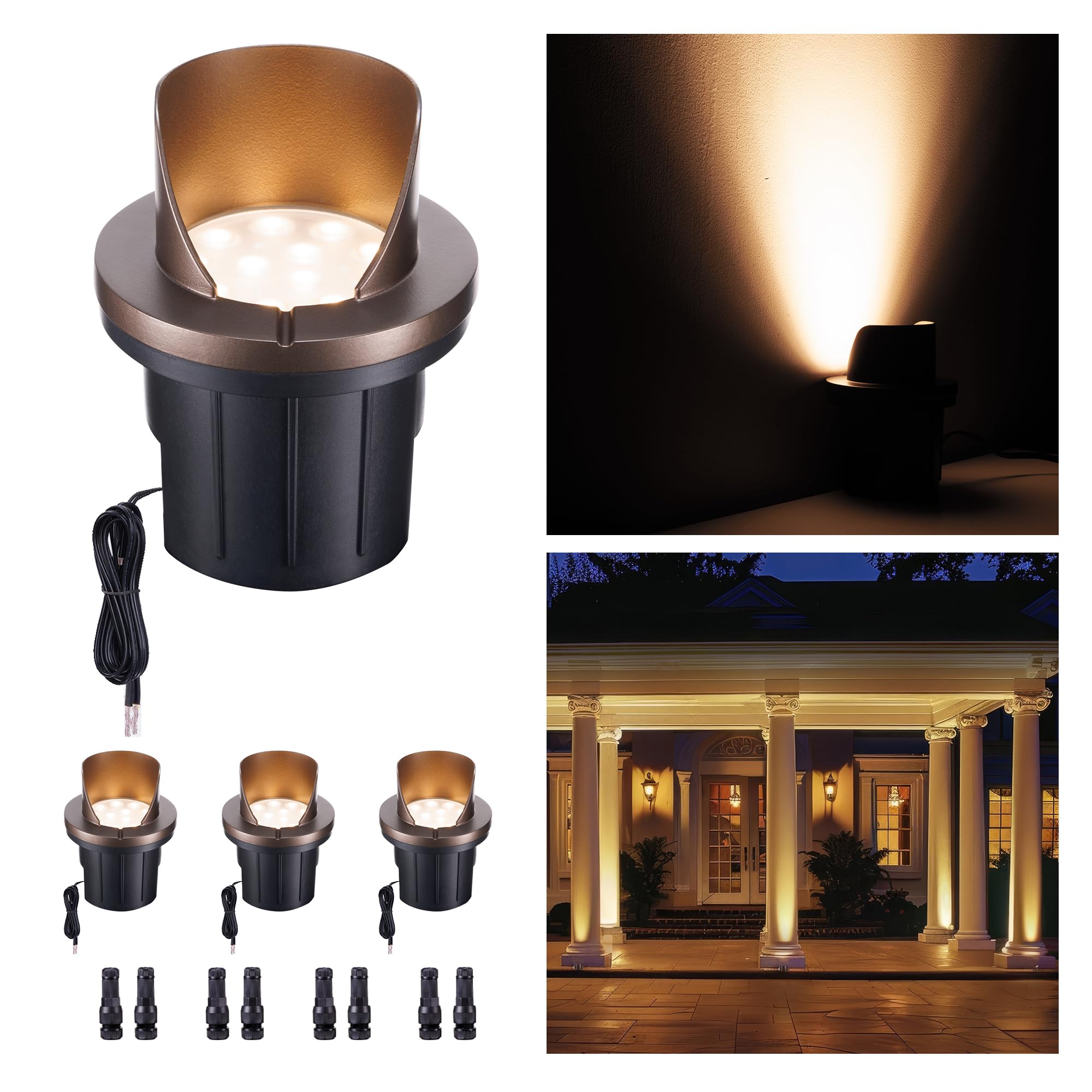 Varmtalys LED Well Light, In Ground Landscape Lights Low Voltage Outdoor, 12V IP67 Waterproof, No Glare Wired Aluminum ORB for P