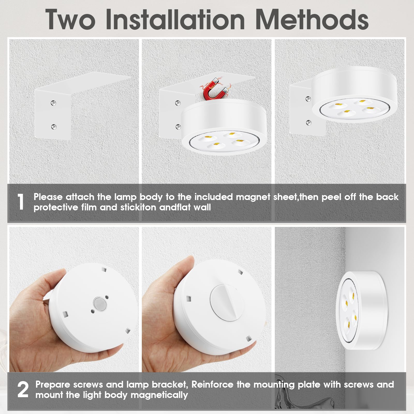 SIXDEFLY Picture Lights - Battery Operated LED Art Display Light, 3 Modes, Remote Control, 6 Pack, White