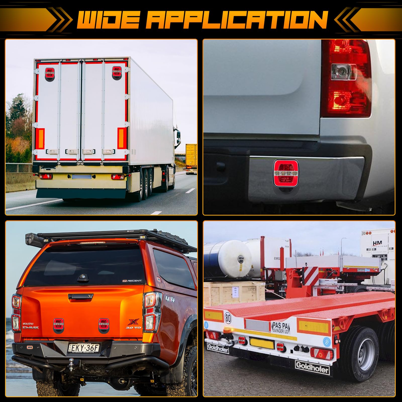 inhtgeas Wireless Trailer Lights - Magnetic, Rechargeable, LED, Model SL-5016, Version 5016, Red