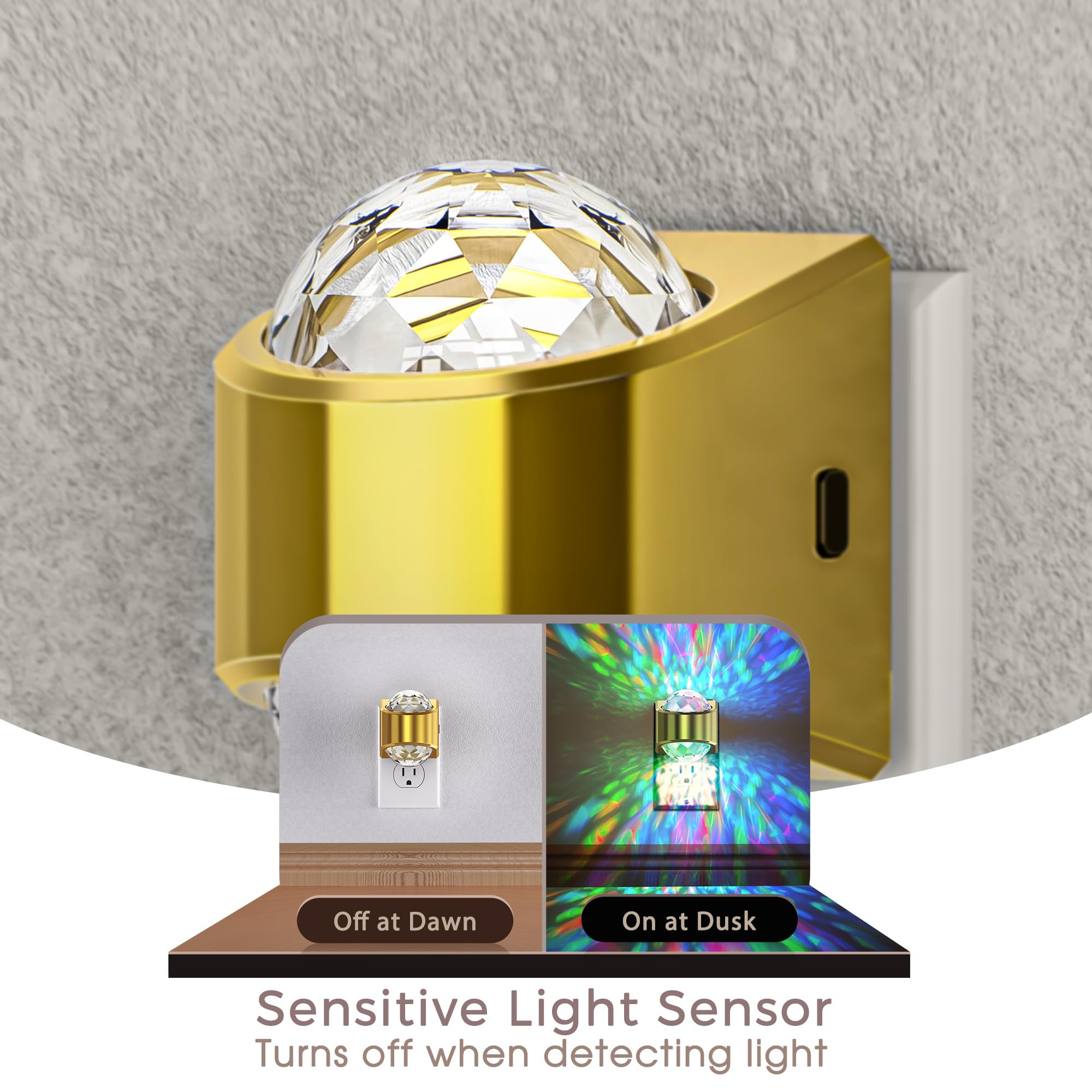 Night Lights Plug Into Wall  Star Projector For Bedroom  Gold Night Light Projector For Kids  9-Color Rgb Galaxy Nightlight With Dusk To Dawn Sensor For Bathroom  Home Gaming Room Decor Gifts