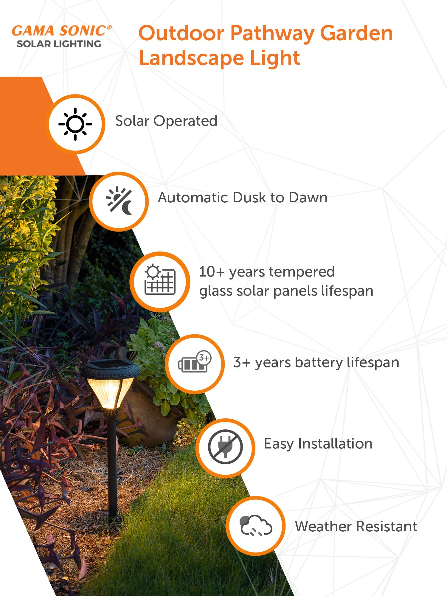 Gama Sonic Premier Outdoor Pathway Garden Landscape Light With 2 Color Leds, Warm White And Bright White, Black, Heavy Duty Cast Aluminum, 50 Lumens, 2-Pack (239002)