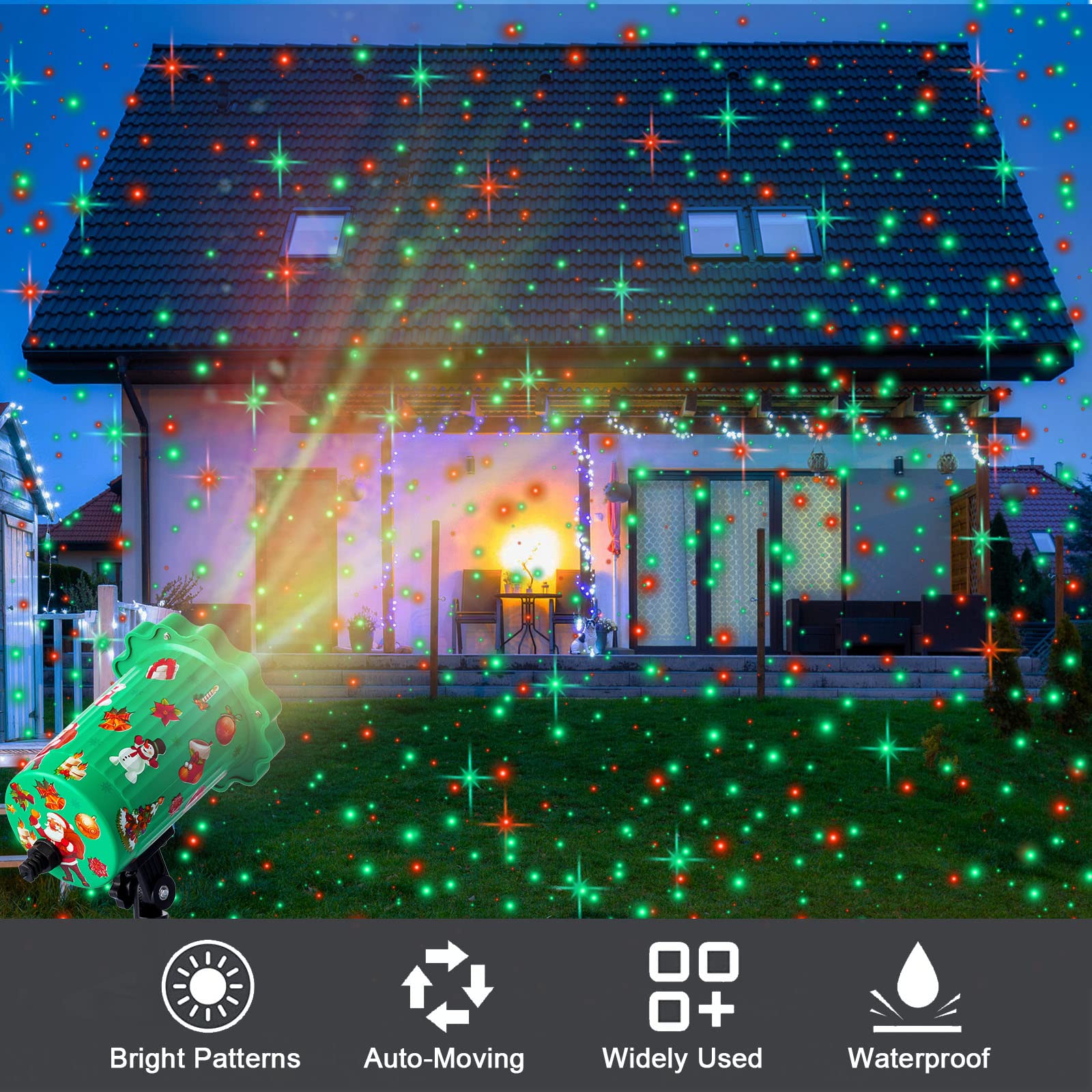Treela Christmas Projector Lights Outdoor Waterproof LED Spotlights, Model SE369, Star Light, As Shown on Picture
